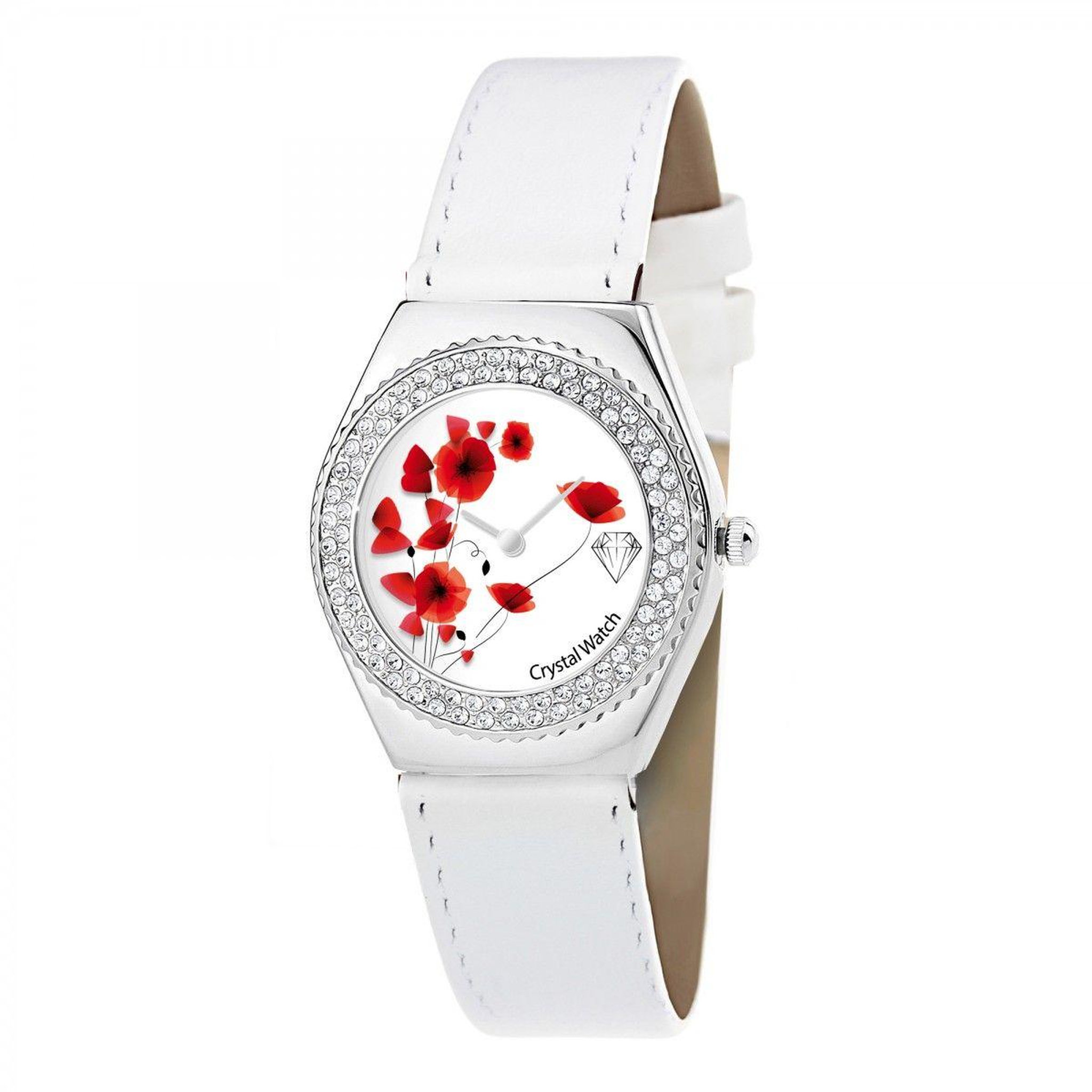 Voir la diapositive 3 : SC CRYSTAL Montre alysson coquelicot à mouvement tournant sc crystal ornée de cristaux scintillants