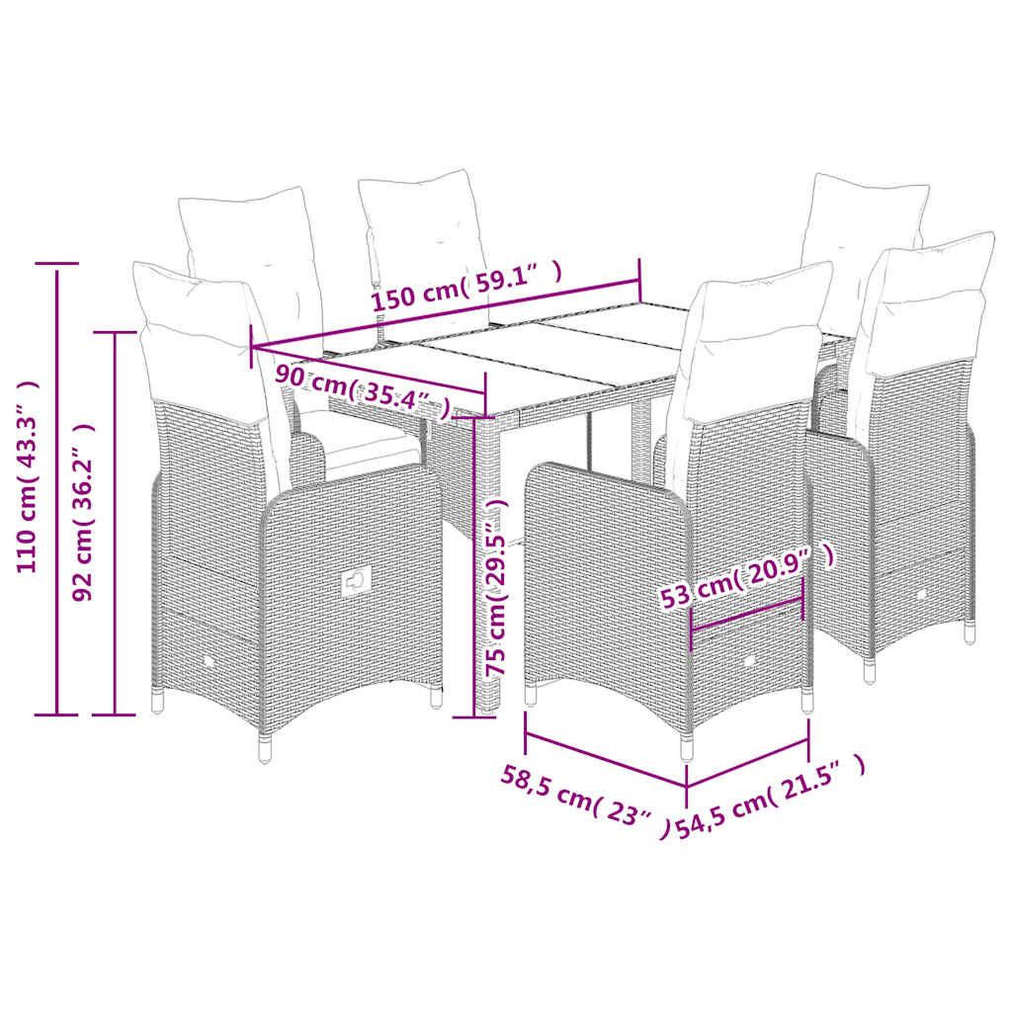 Voir la diapositive 6 : VIDAXL Ensemble de bistro de jardin 7 pcs coussins marron poly rotin