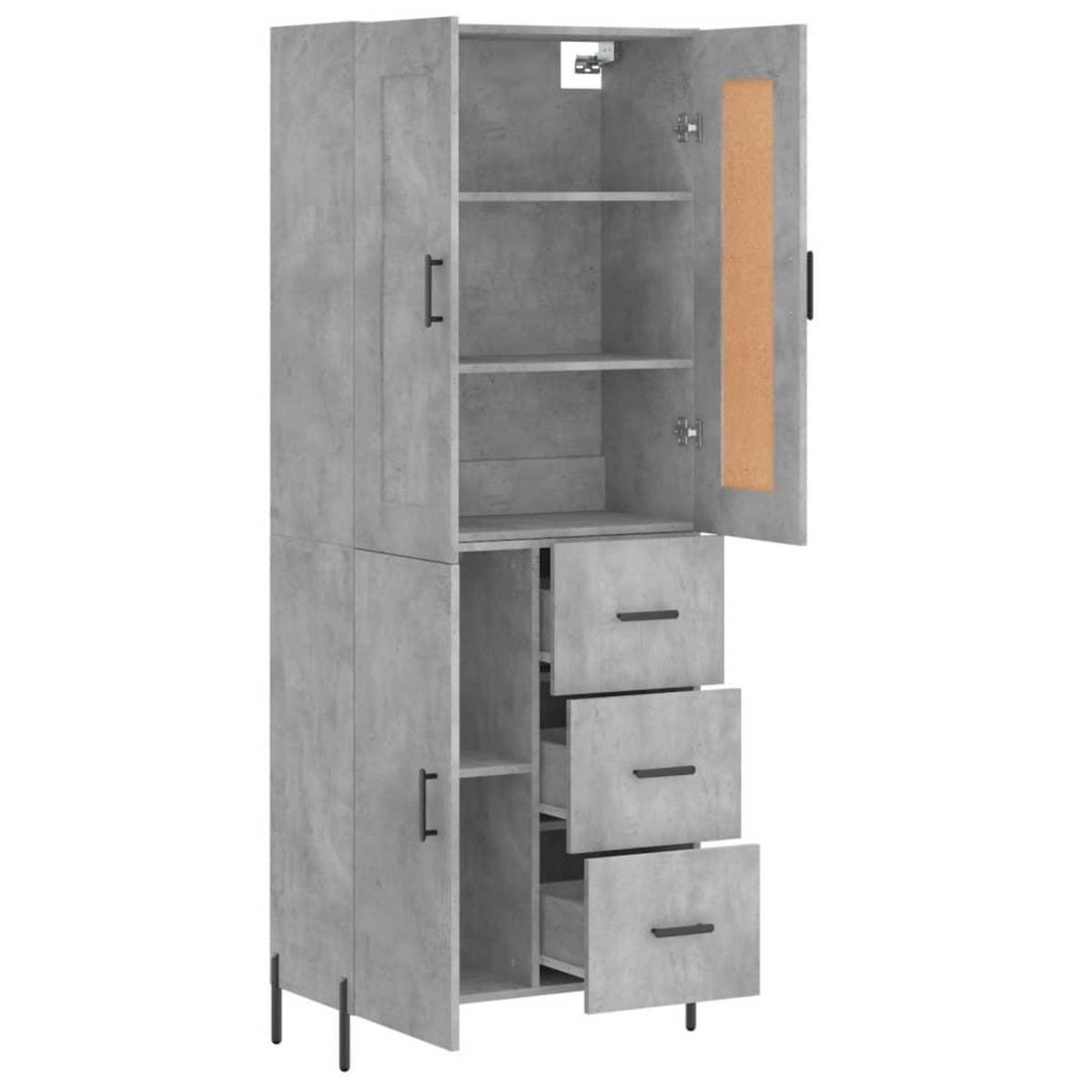 VIDAXL Buffet haut Gris beton 69,5x34x180 cm Bois d'ingenierie