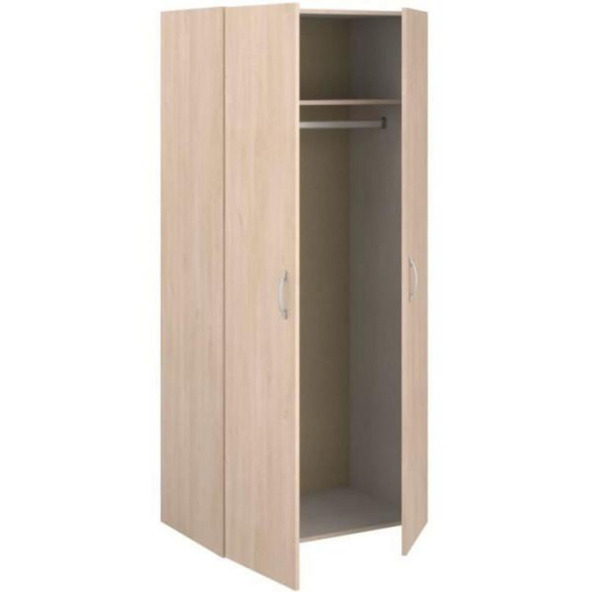 PARISOT Armoire - EASY LIFE - Décor Chene clair - 2 portes battantes - L80,2 x H180 x P49,7cm - PARISOT