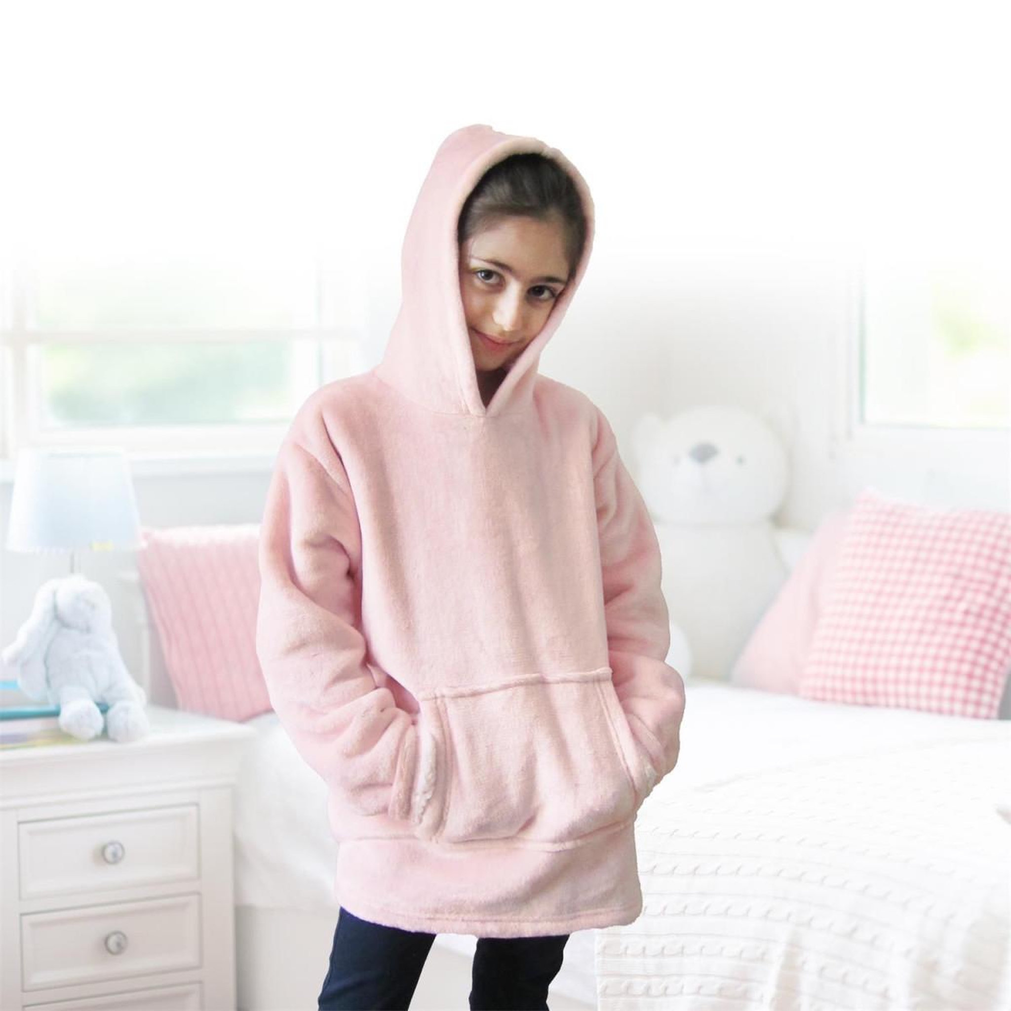 Voir la diapositive 2 : HOME DECO KIDS Plaid sweat enfant  capuche  6-9ans rose