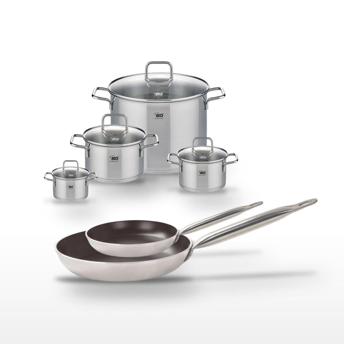 ELO Lot Poêles 24/32 cm & Faitouts 12/16/20/26 cm Elo Bistro Line