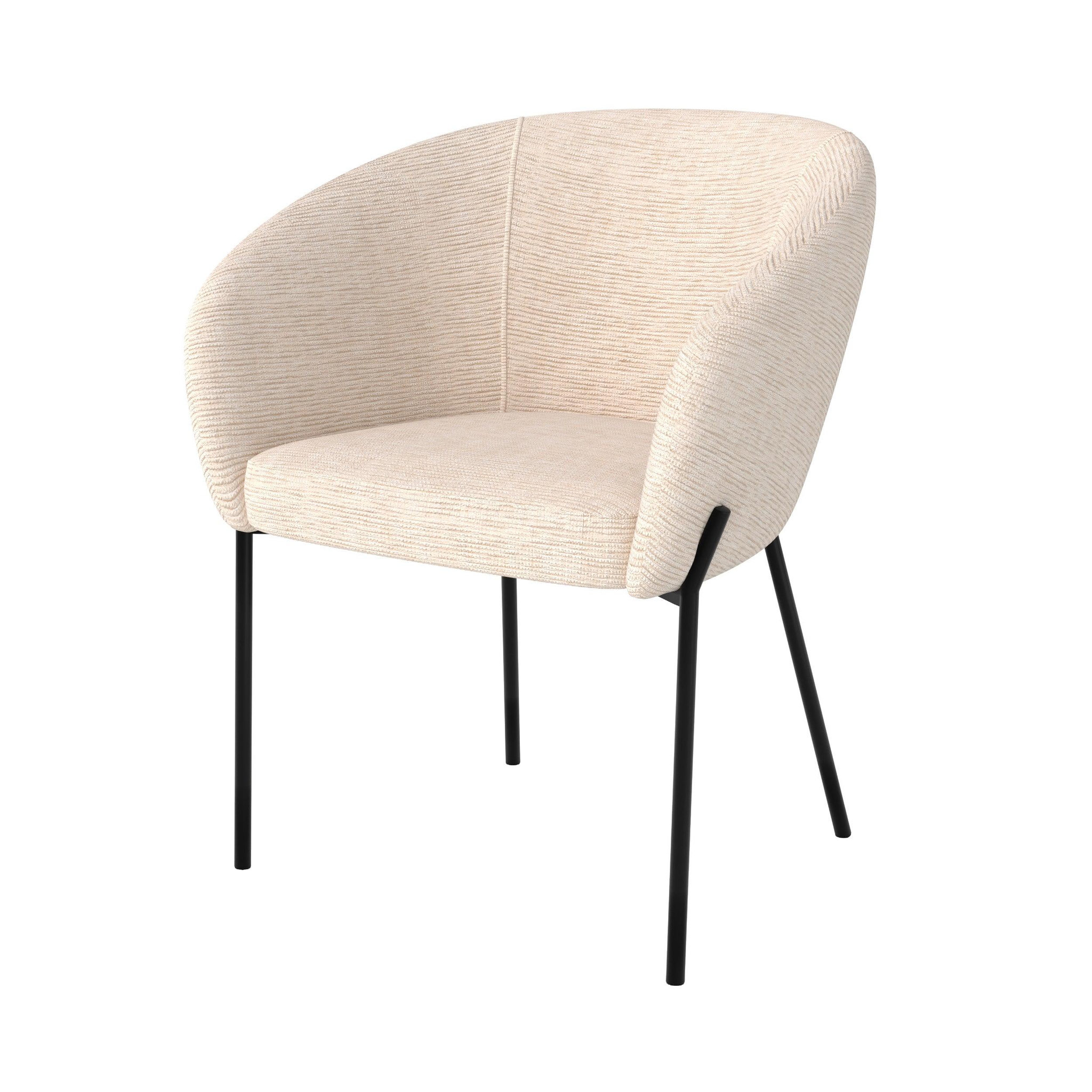 MAISON PAVANE Chaise en tissu blanc chiné et pieds en métal noir-andy