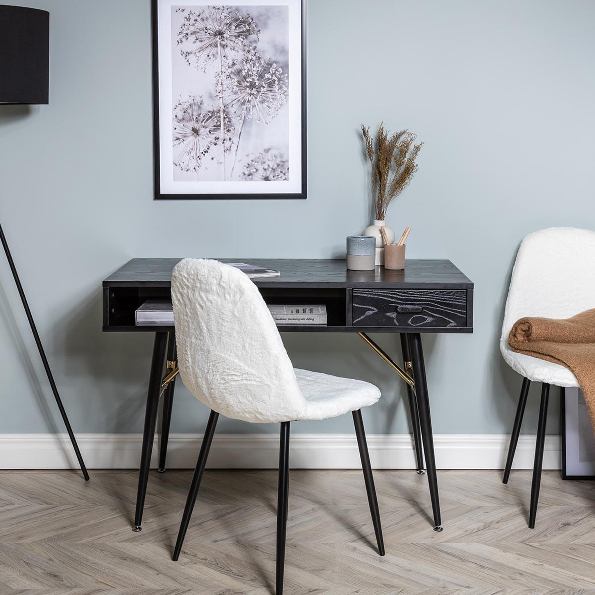 Voir la diapositive 4 : Paris Prix Bureau design avec tiroir  gold  110cm noir