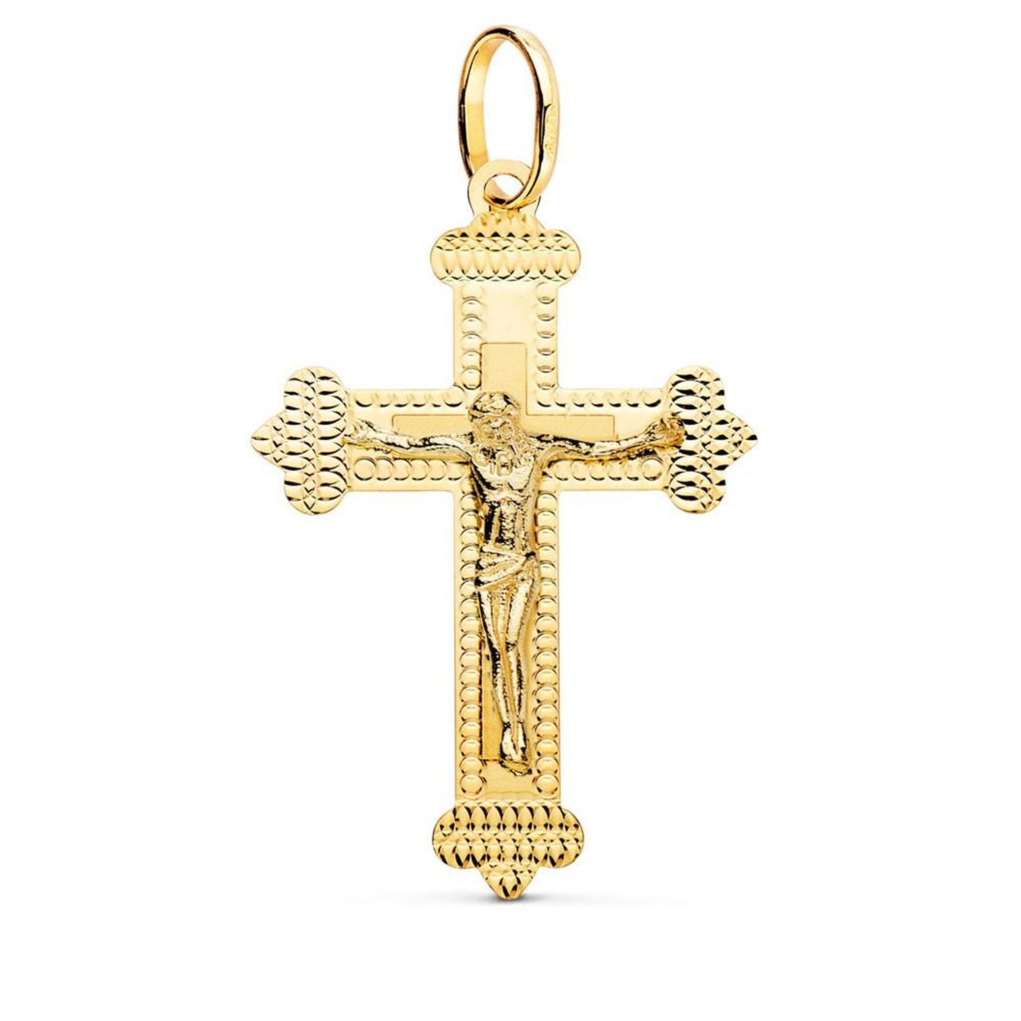 L'ATELIER D'AZUR Pendentif  - Médaille Christ sur la Croix Or 18 Carats 750 Jaune - Chaine Offerte