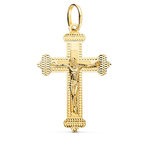 L'ATELIER D'AZUR Pendentif  - Médaille Christ sur la Croix Or 18 Carats 750 Jaune - Chaine Offerte