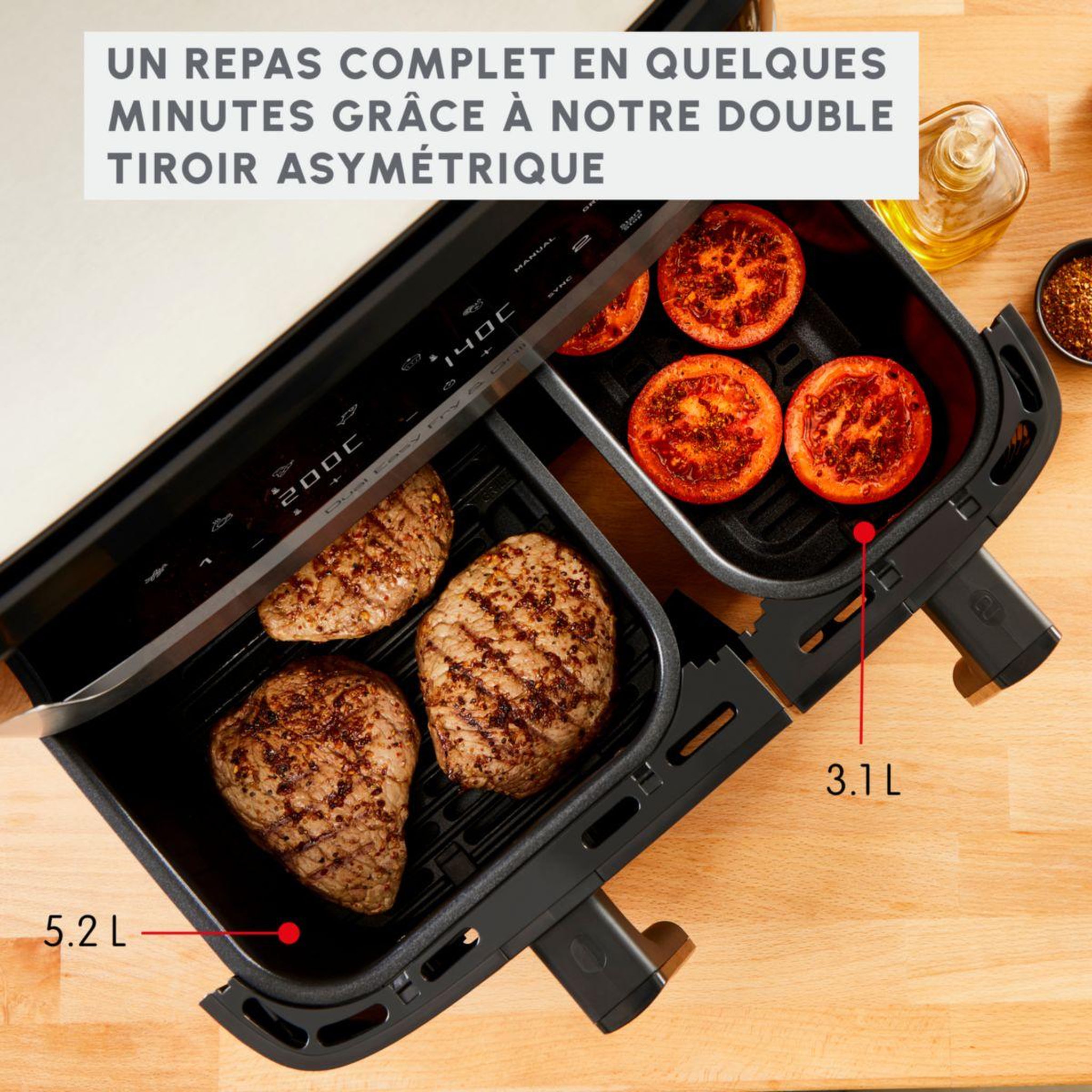 Voir la diapositive 4 : MOULINEX Friteuse sans huile easy fry and grill dual xxl 8,3l  ez905d20