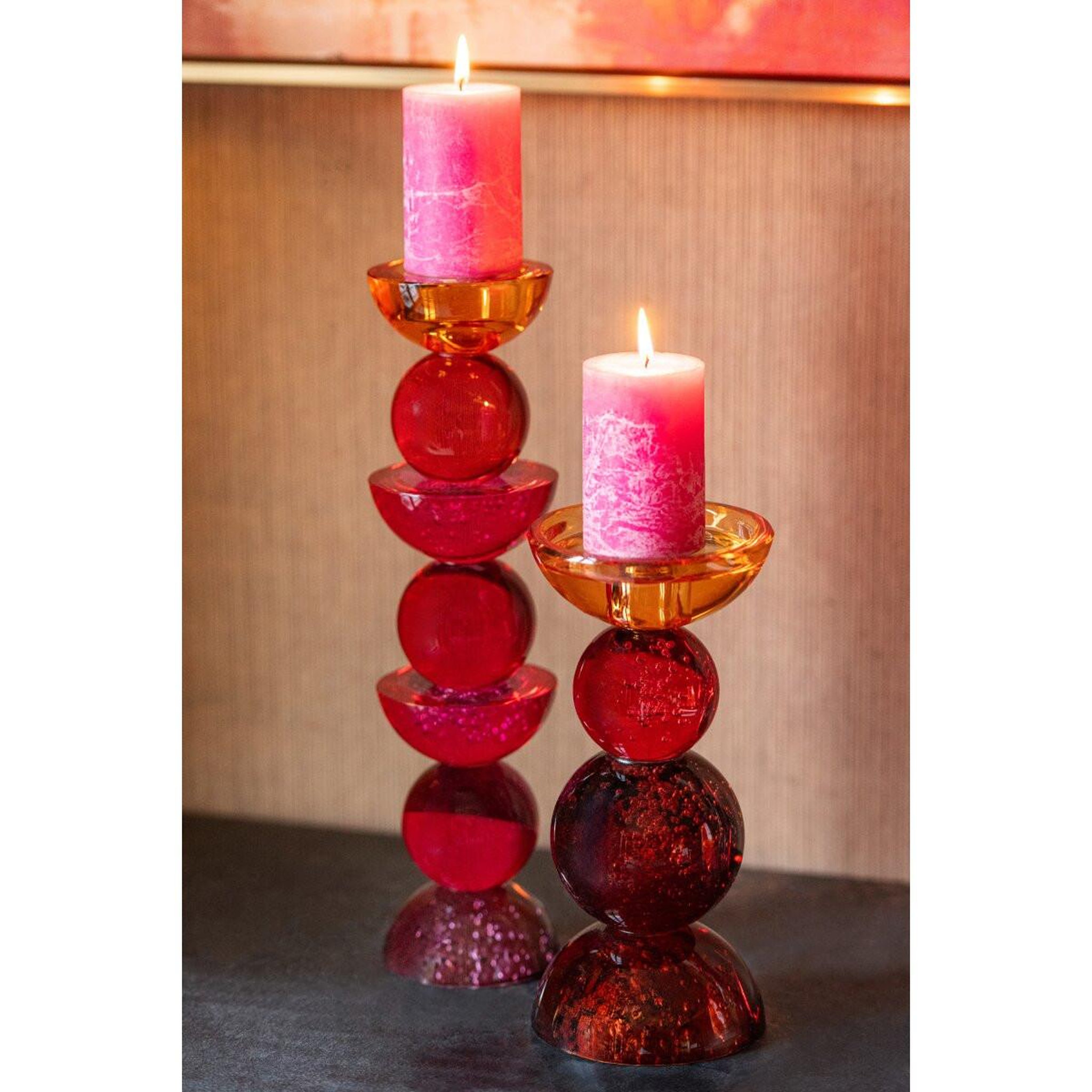 Voir la diapositive 4 : J-LINE Bougeoir boules en verre  ilias  21cm multicolore