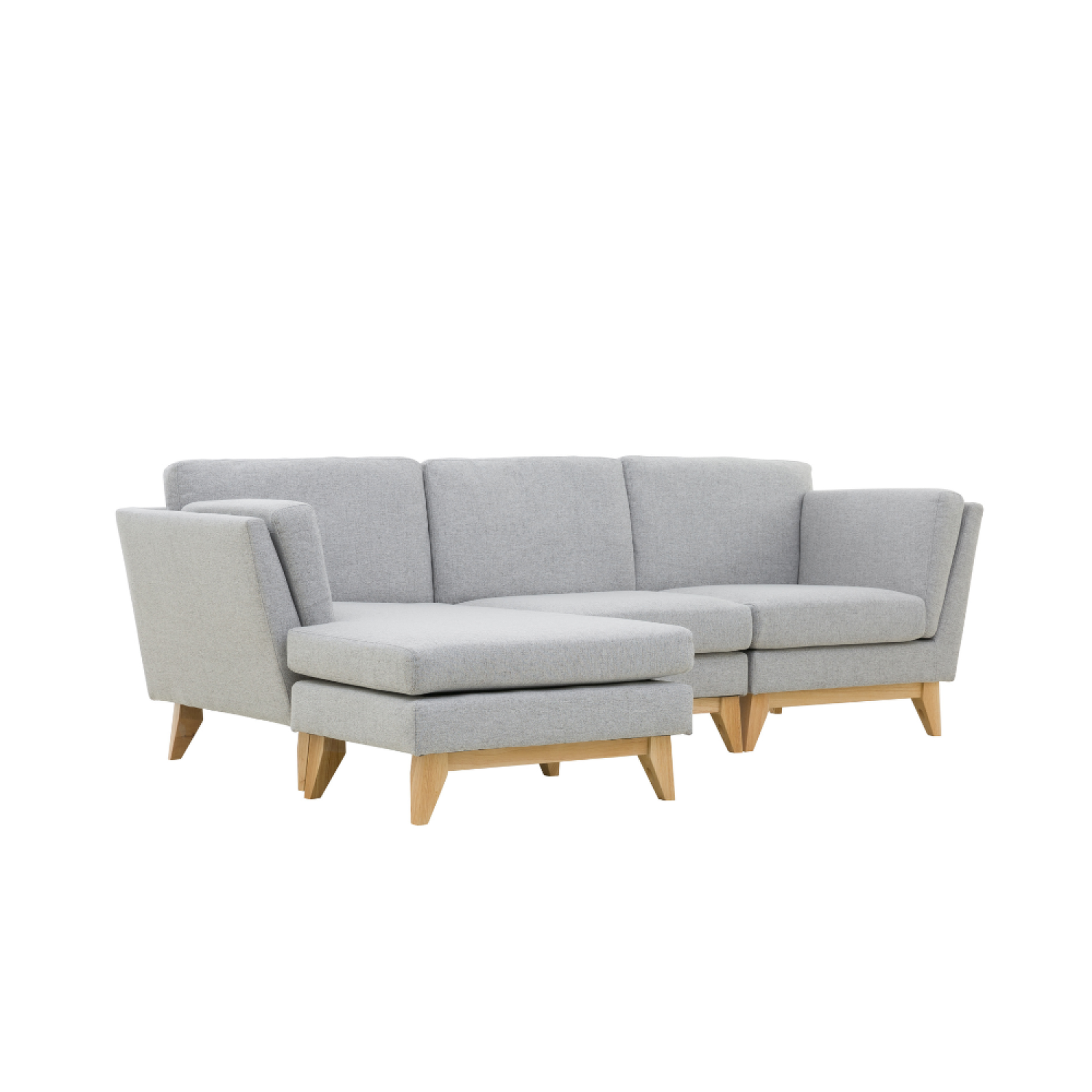 Voir la diapositive 5 : CONCEPT USINE Canapé d'angle réversible 4 places en tissu gris clair norden