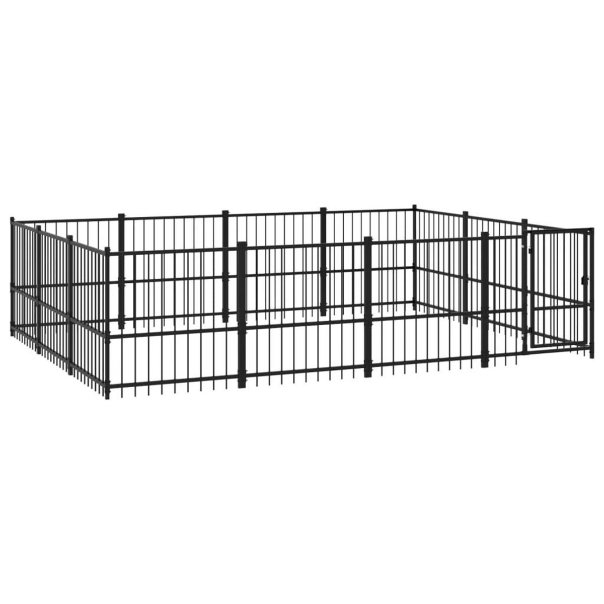 VIDAXL Chenil d'exterieur pour chiens Acier 11,58 m²