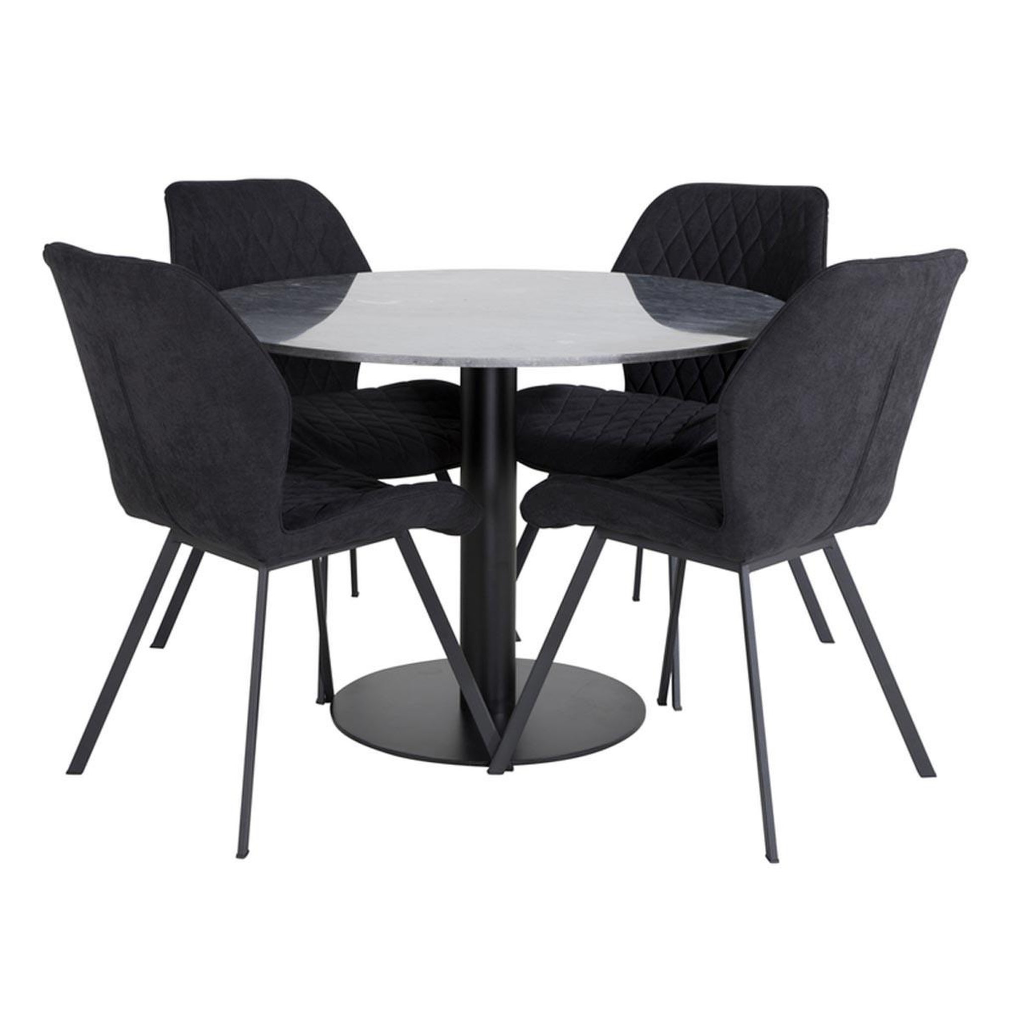 Paris Prix Ensemble Table à Manger & 4 Chaises  Estelle & Gemma  106cm Gris Foncé & Noir