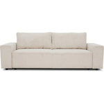 MARKET24 Canapé droit convertible 3 places JOSH - velours côtelé beige - Coffre de rangement - L239xP86xH85cm