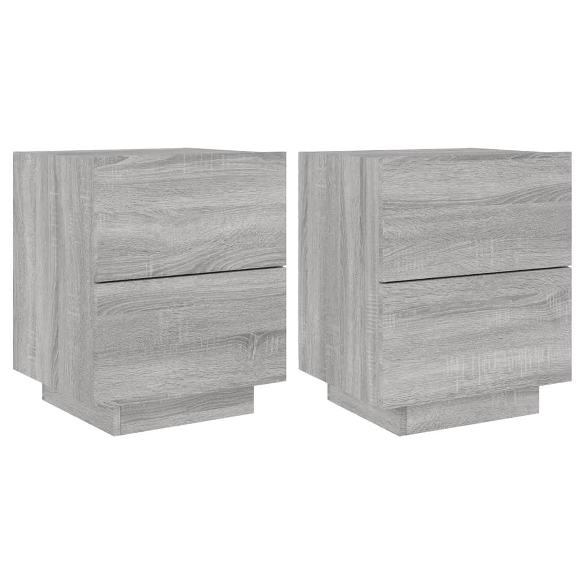 Voir la diapositive 2 : VIDAXL Armoires de chevet et lumieres LED 2 pcs sonoma gris