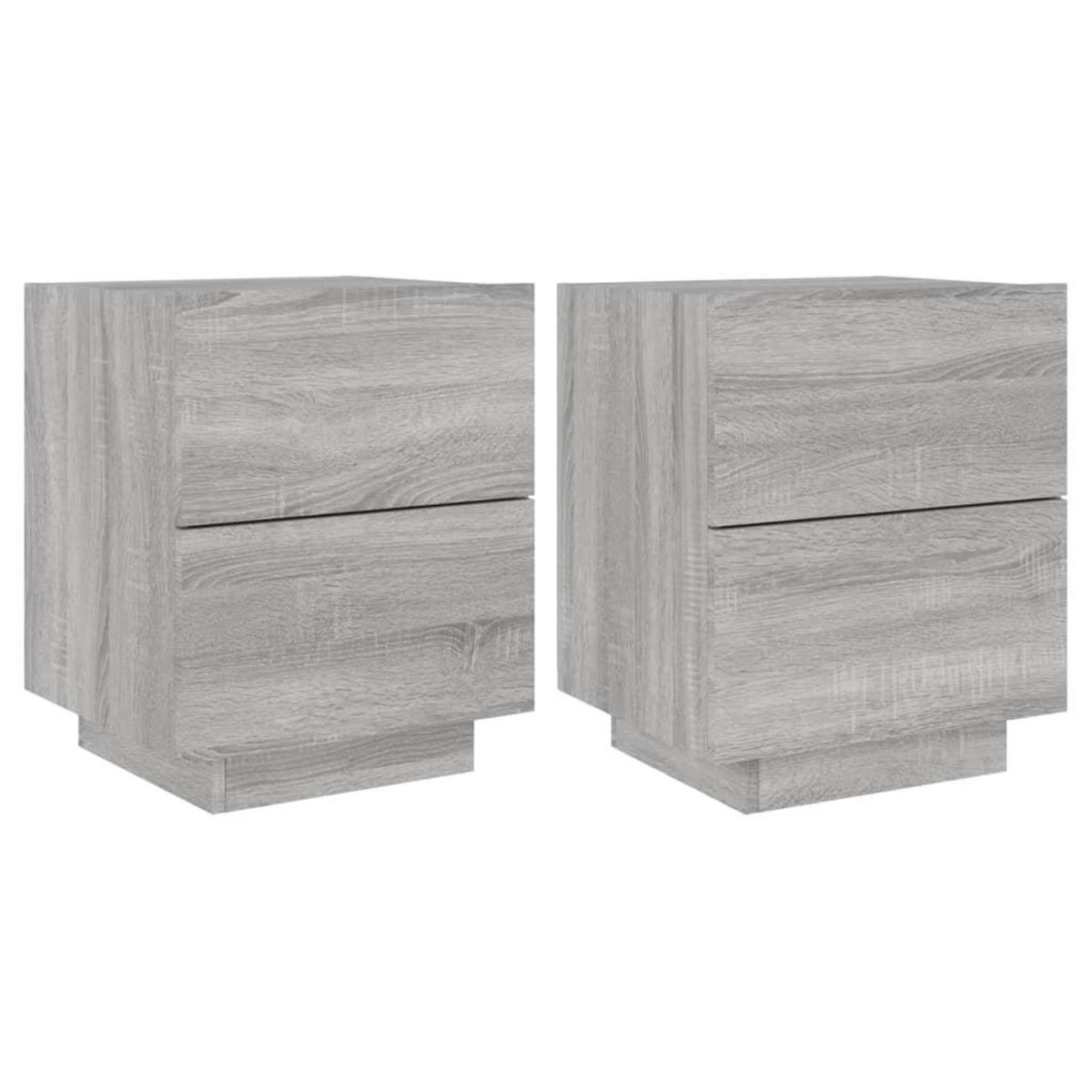 VIDAXL Armoires de chevet et lumieres LED 2 pcs sonoma gris