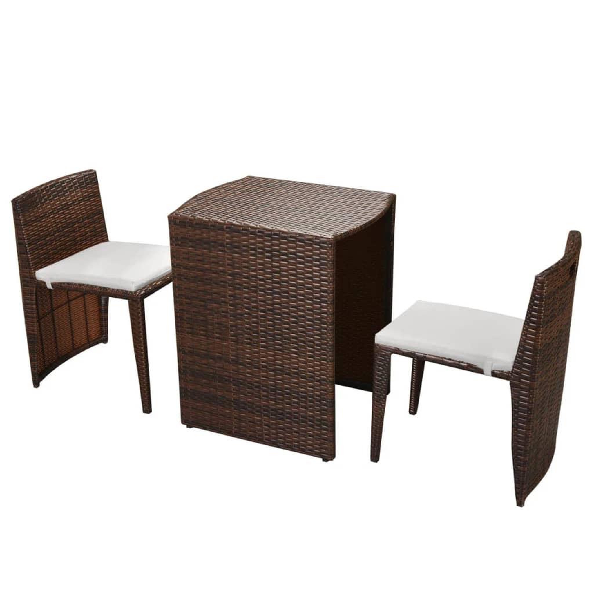 Voir la diapositive 2 : VIDAXL Ensemble de bistro 3 pcs avec coussins Resine tressee Marron