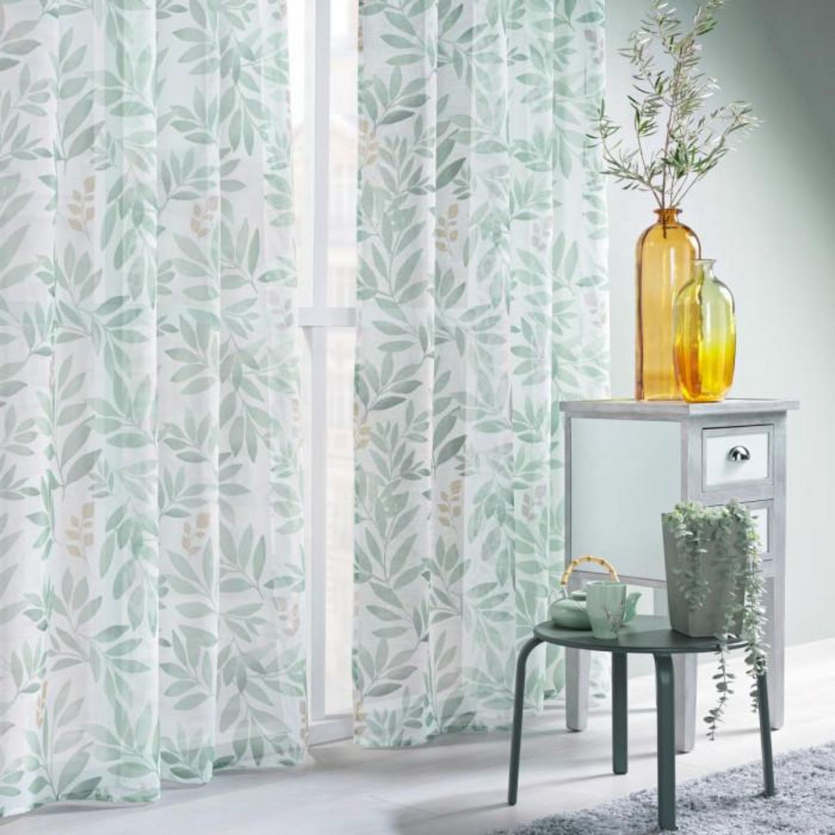 Paris Prix Rideau Voilage à Œillets  Biovana  140x240cm Vert