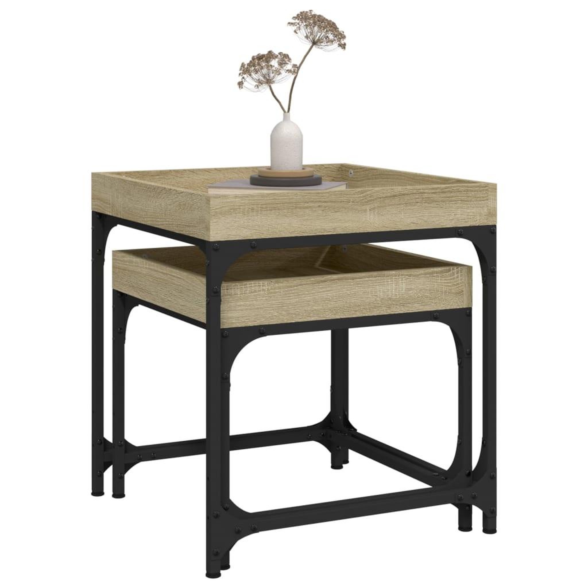 Voir la diapositive 5 : VIDAXL Tables d'appoint 2 pcs Chene sonoma Bois d'ingenierie