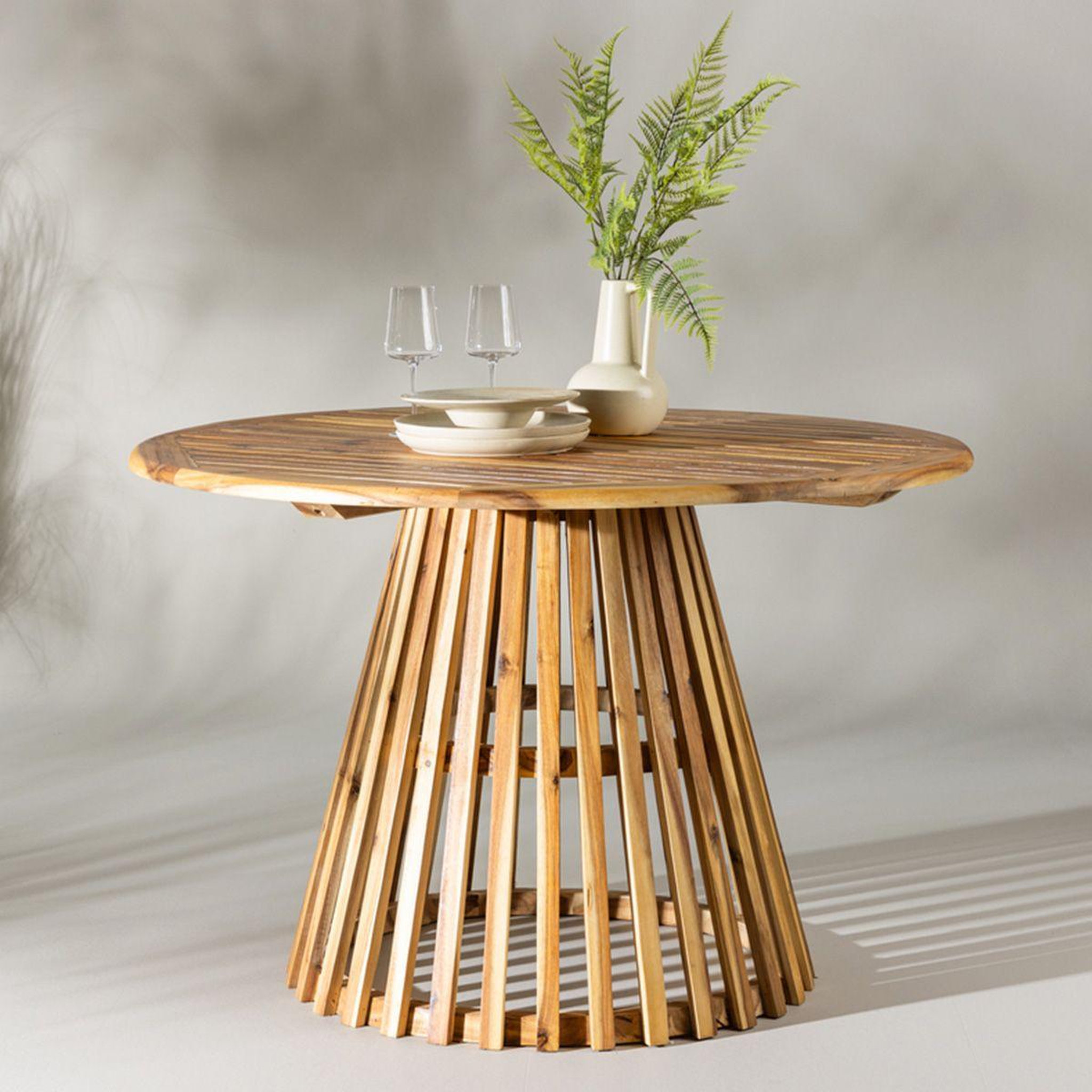 Voir la diapositive 5 : Paris Prix Table de jardin ronde en bois  lumpur  120cm naturel
