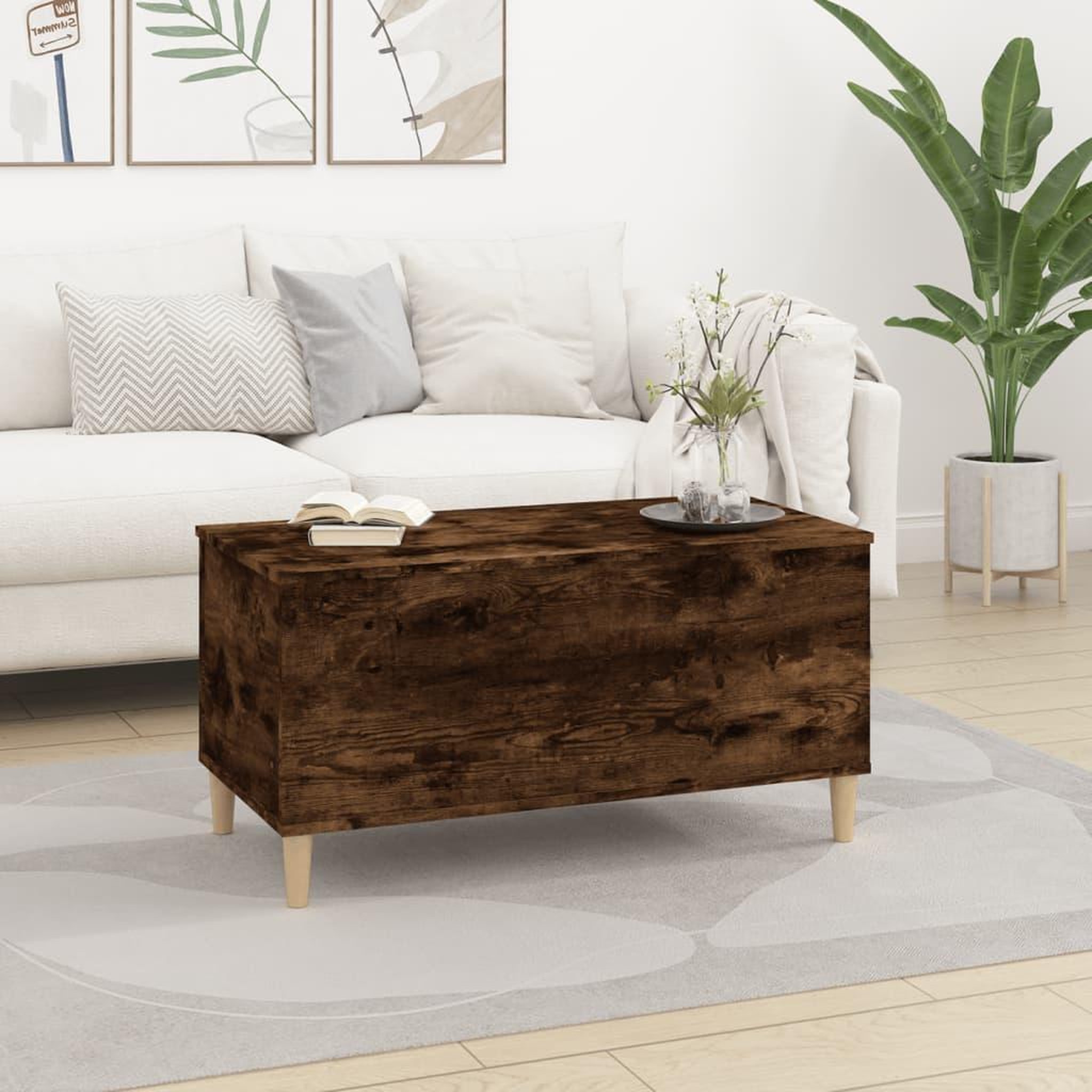 Voir la diapositive 3 : VIDAXL Table basse Chene fume 90x44,5x45 cm Bois d'ingenierie