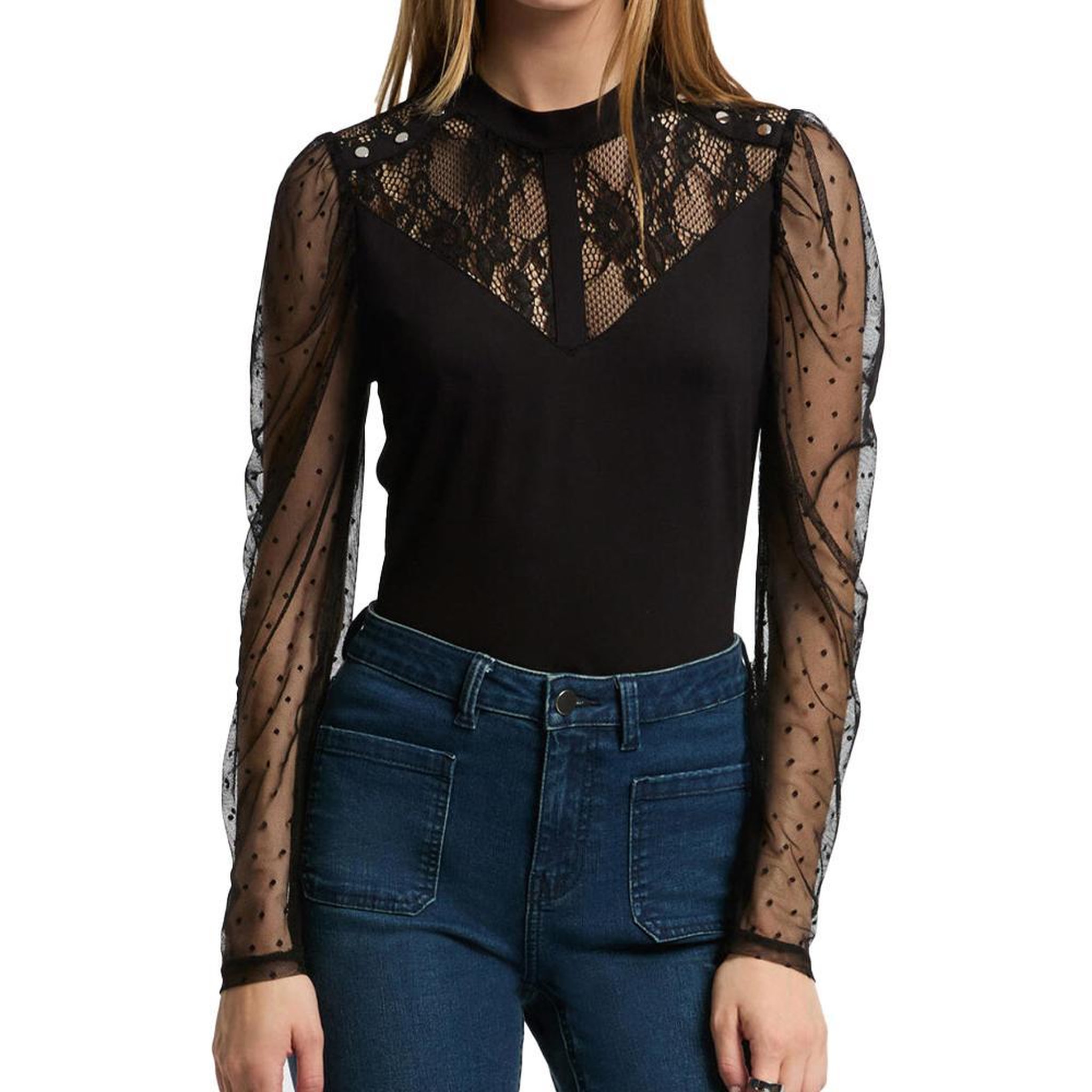 MORGAN T-Shirt Manches Longues Noir Femme Morgan TSAGE. Coloris disponibles : Noir