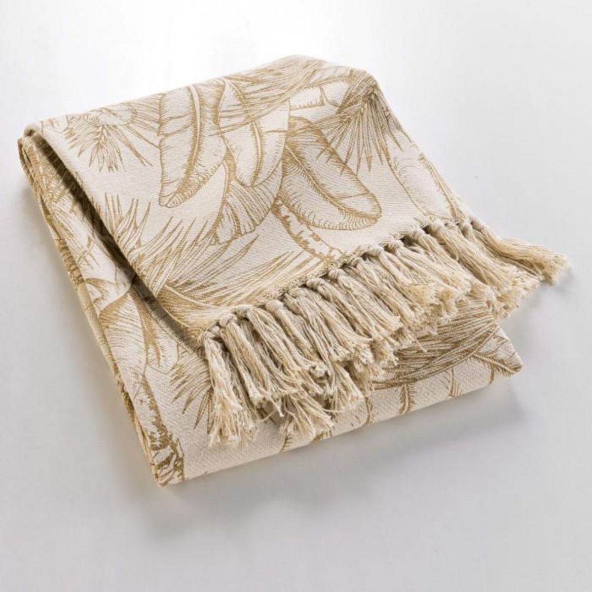 Paris Prix Plaid à Franges Imprimé  Dune  125x150cm Naturel