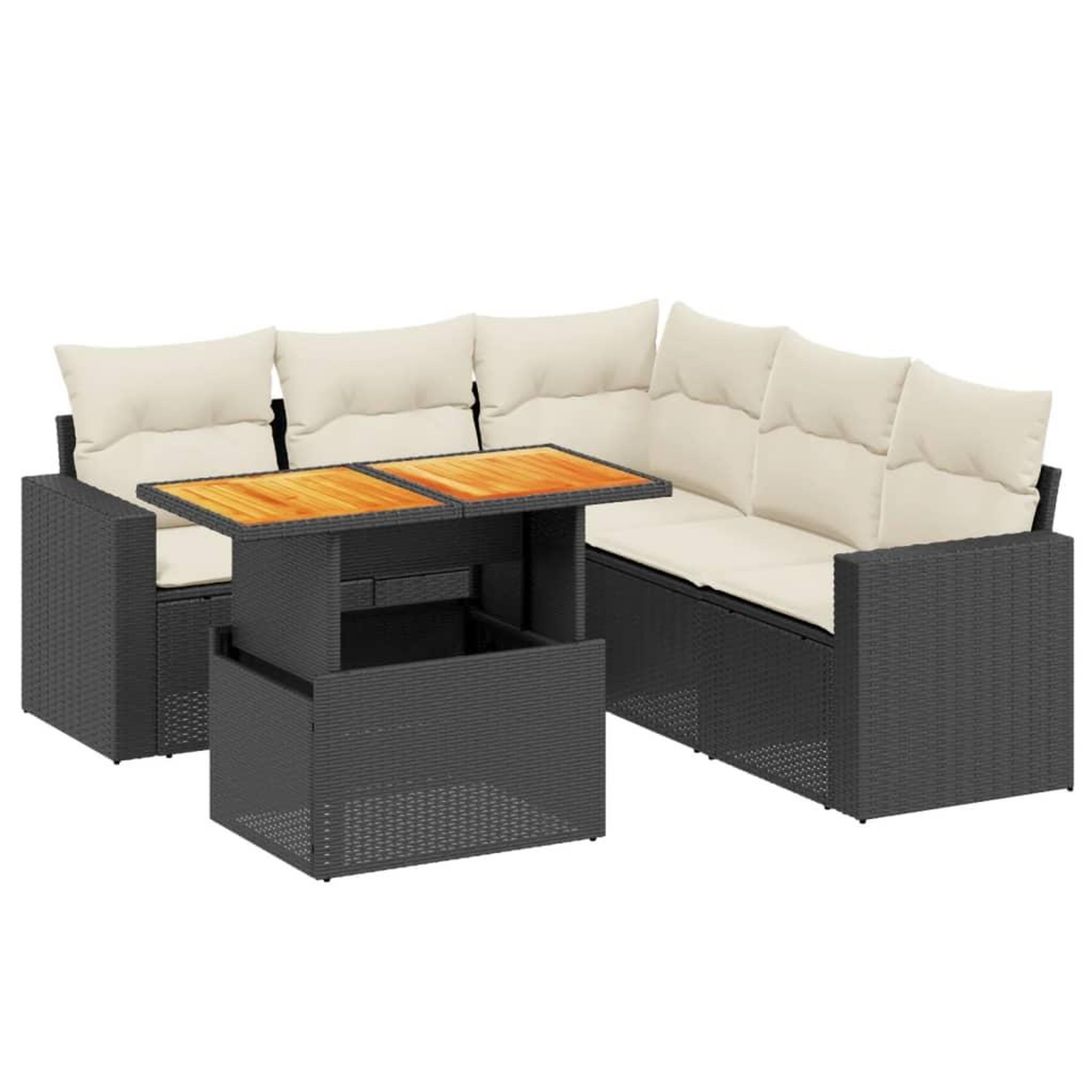 Voir la diapositive 2 : VIDAXL Salon de jardin 6 pcs avec coussins noir resine tressee