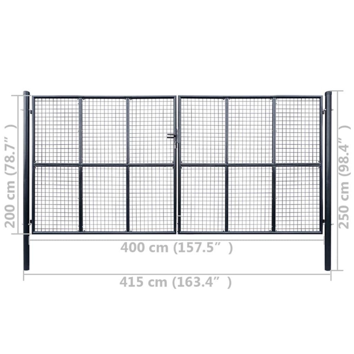 VIDAXL Portail en maille de jardin Acier galvanise 400 x 200 cm Gris