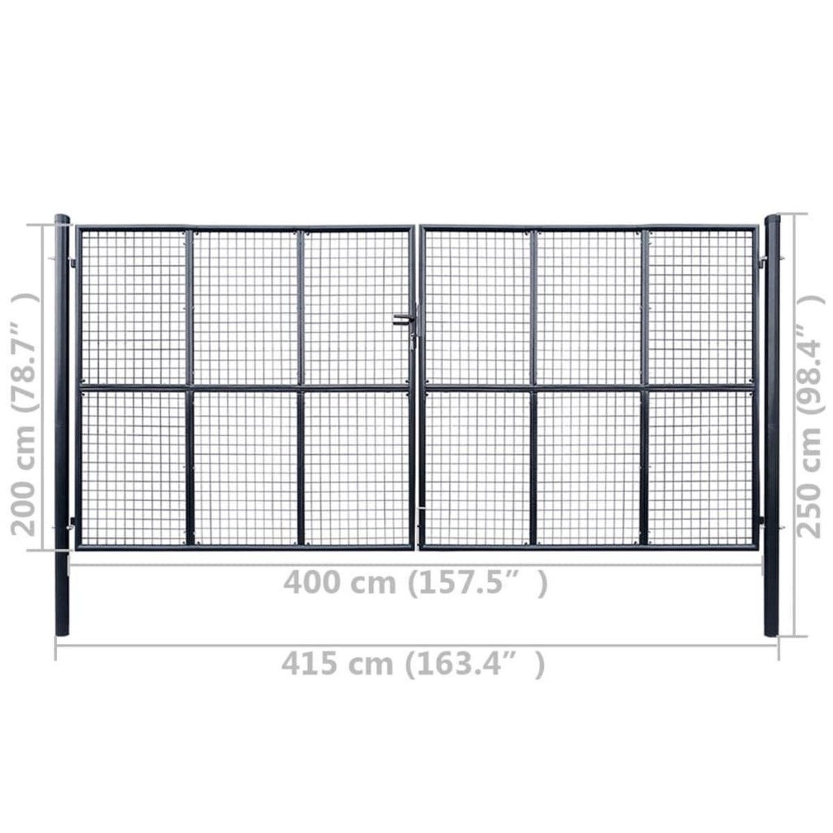 VIDAXL Portail en maille de jardin Acier galvanise 400 x 200 cm Gris