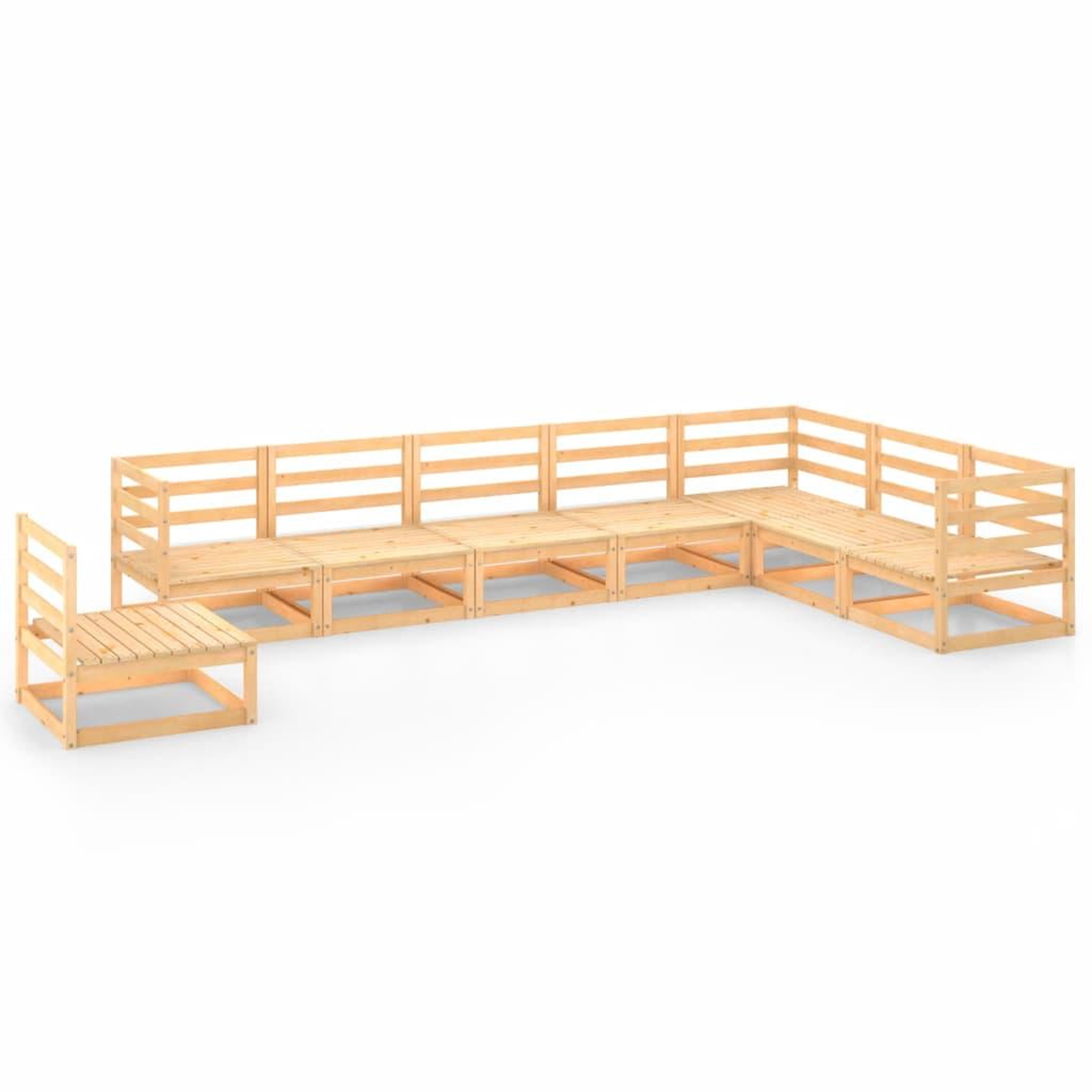 Voir la diapositive 2 : VIDAXL Salon de jardin 8 pcs bois de pin massif
