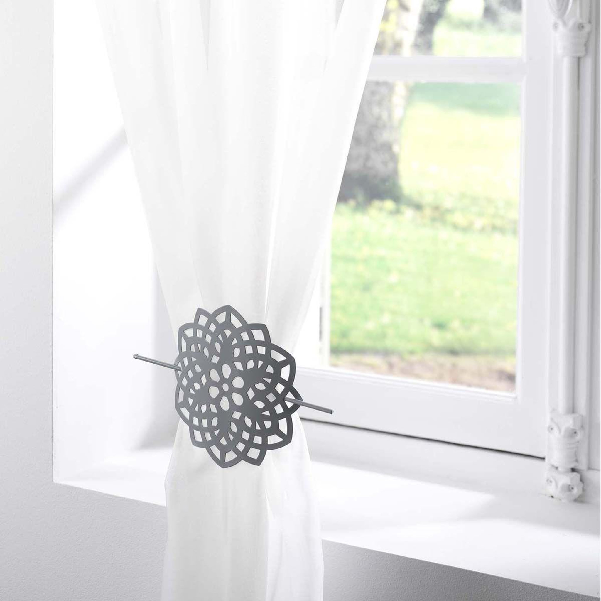 Voir la diapositive 3 : Douceur d'Intérieur Embrasse de rideau broche   rosae  17cm gris