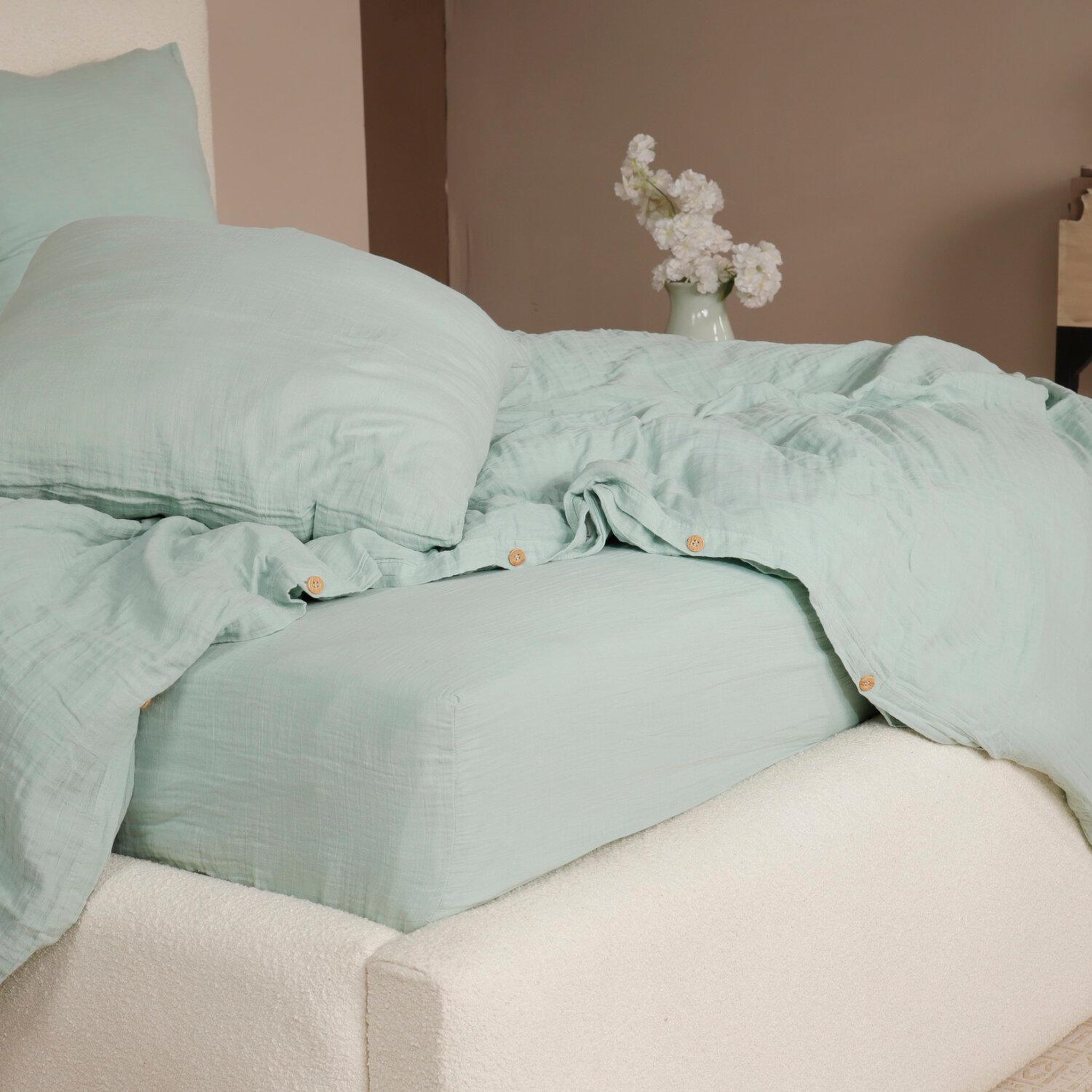 Voir la diapositive 3 : Les Ateliers du Linge Parure de couette 100% gaze de coton lavé