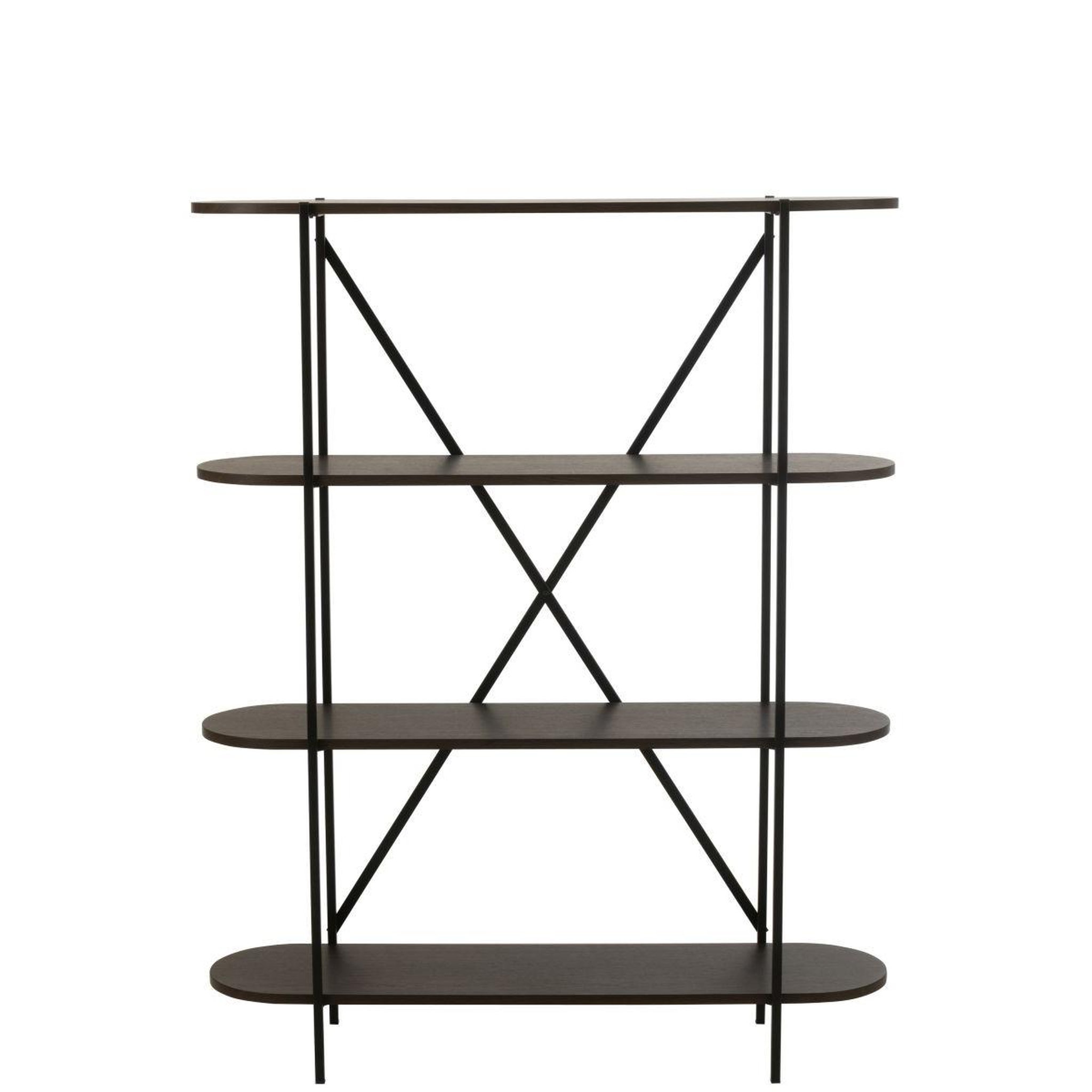 Voir la diapositive 4 : J-LINE Étagère ovale design  rodolfo  150cm marron foncé