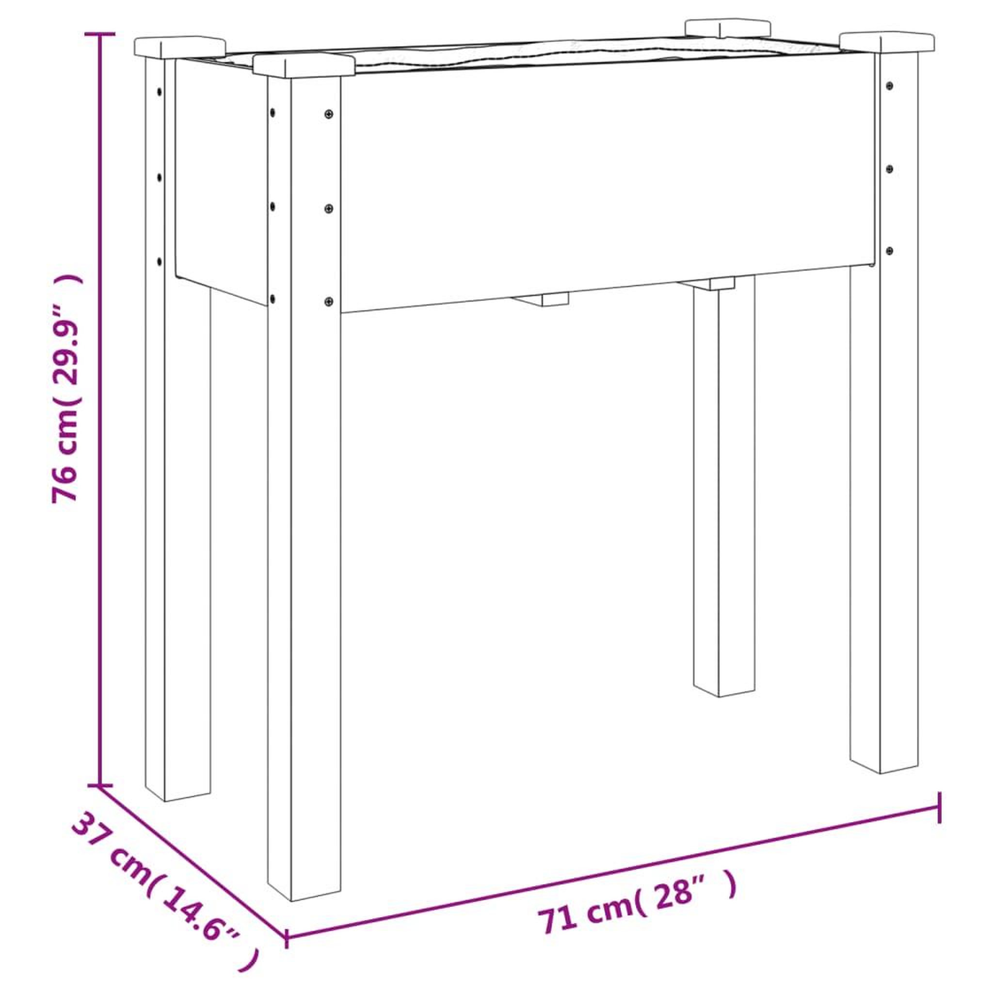 Voir la diapositive 6 : VIDAXL Jardiniere avec doublure 71x37x76 cm bois massif de sapin