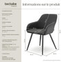 Voir la diapositive 6 : tectake Chaise de salle à manger rembourrée en velours côtelé anthracite-noir Lot de 2