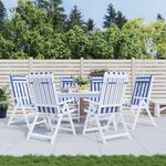 VIDAXL Coussins de chaise a dossier haut lot de 6 rayures bleu/blanc