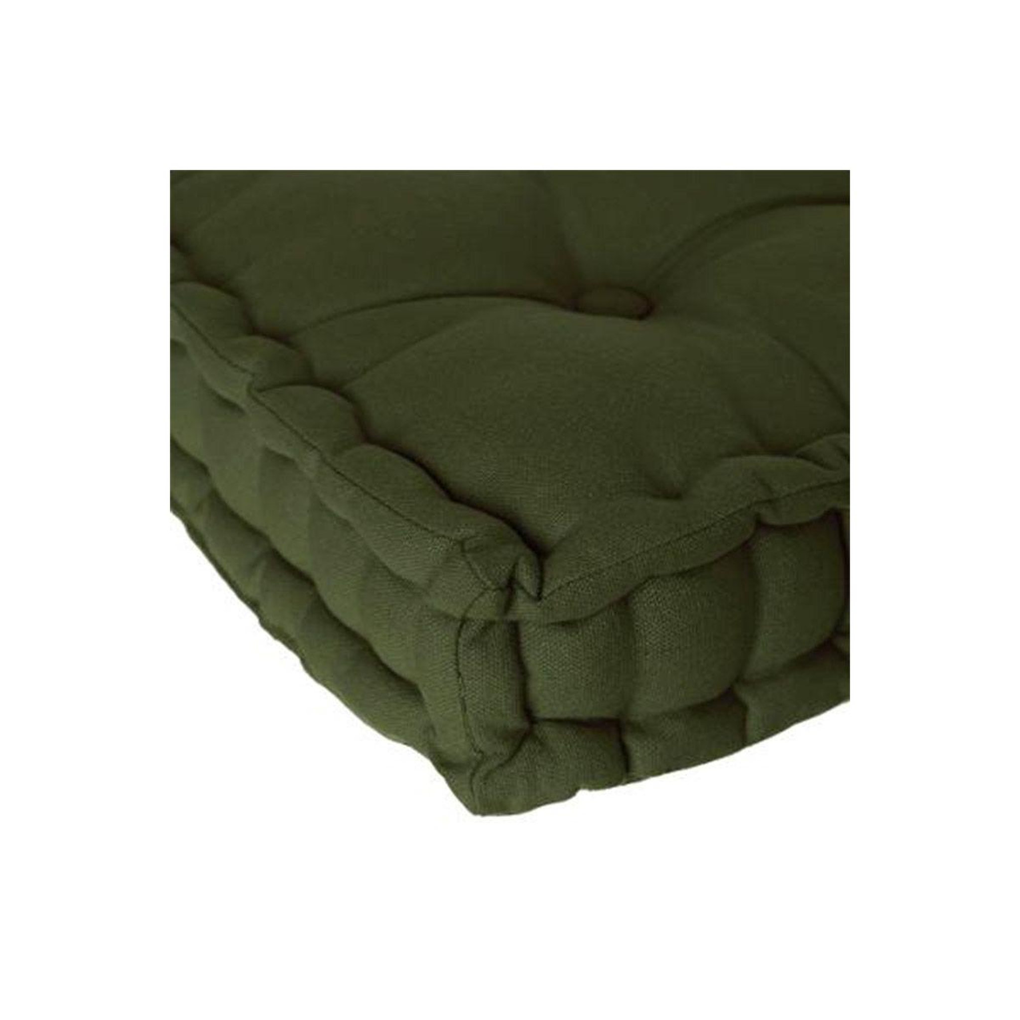 Voir la diapositive 2 : ATMOSPHERA Coussin de sol  dorian  40x40cm vert kaki