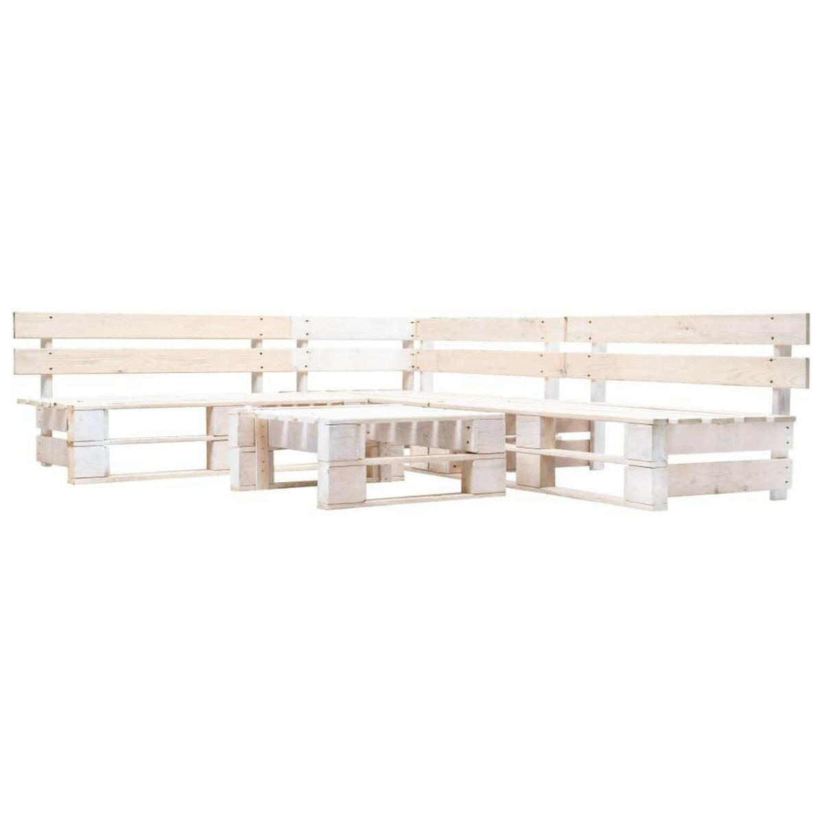 VIDAXL Salon de jardin palette 4 pcs Bois Blanc