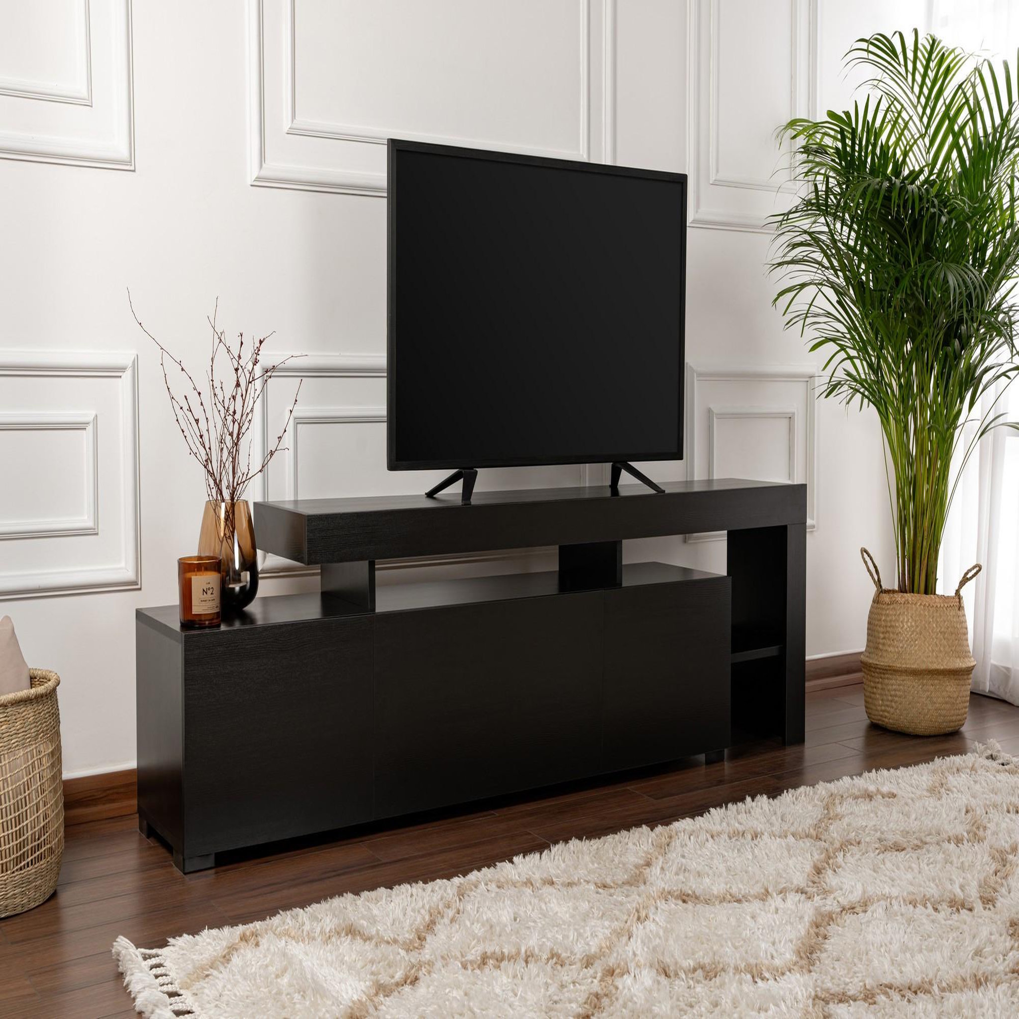 Voir la diapositive 4 : Habitat et Jardin Meuble tv en bois  beliz  192 x 37 x 53 cm - bois noir