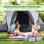 OUTSUNNY Tente de camping 2-3 personnes - fenêtres à mailles double couche - sac de transport - dim. 355L x 190l x 170H cm - polyester gris