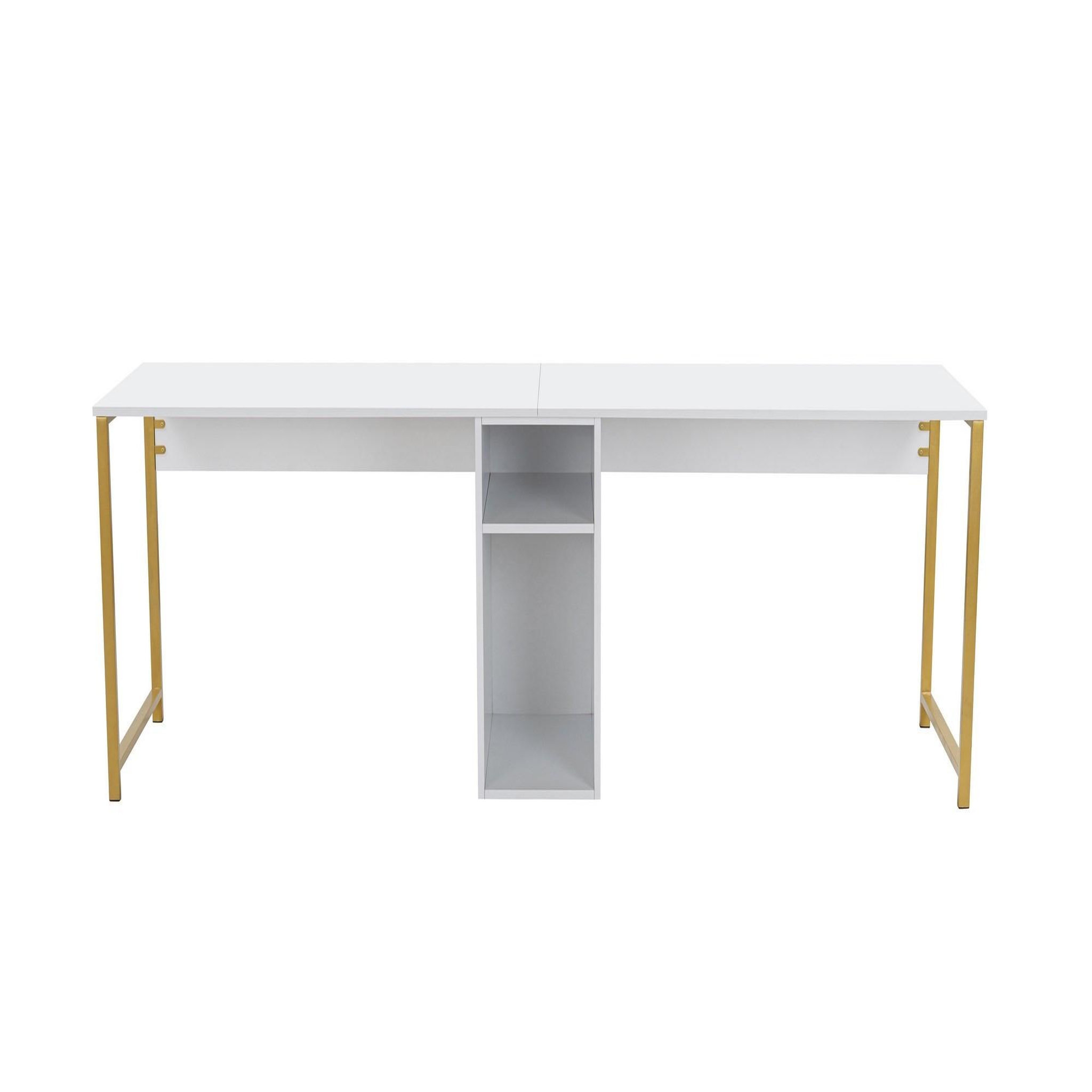Habitat et Jardin Bureau en bois  twin study desk  - 240 x 60 x 74 cm - or blanc