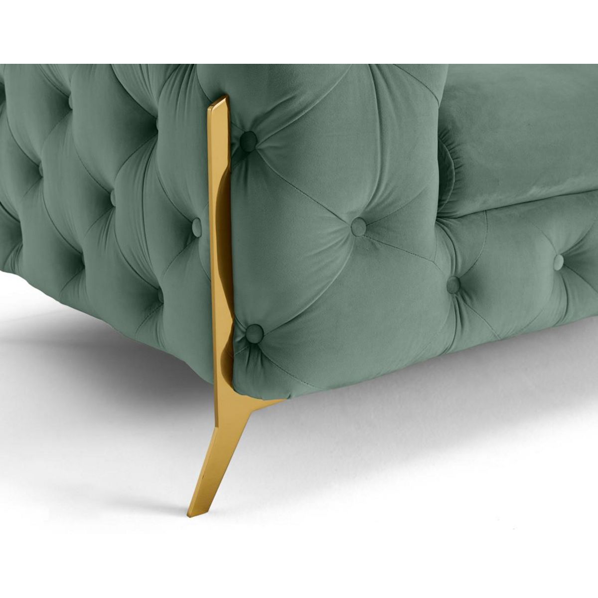 LISA DESIGN Camden - fauteuil chesterfield en velours - pieds en métal doré