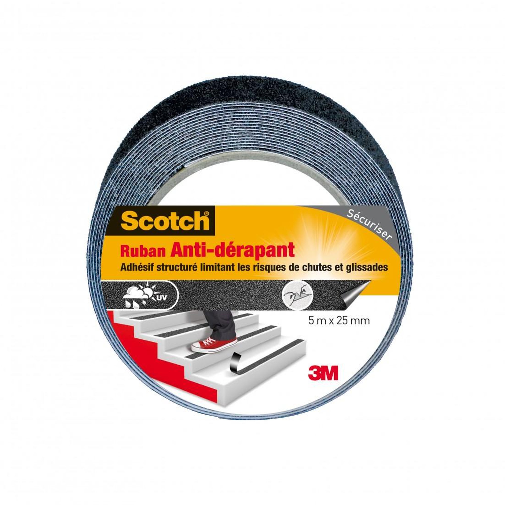 CENTRALE BRICO Ruban adhésif antidérapant de réparation SCOTCH, une face L.5 m x l.25 mm noir