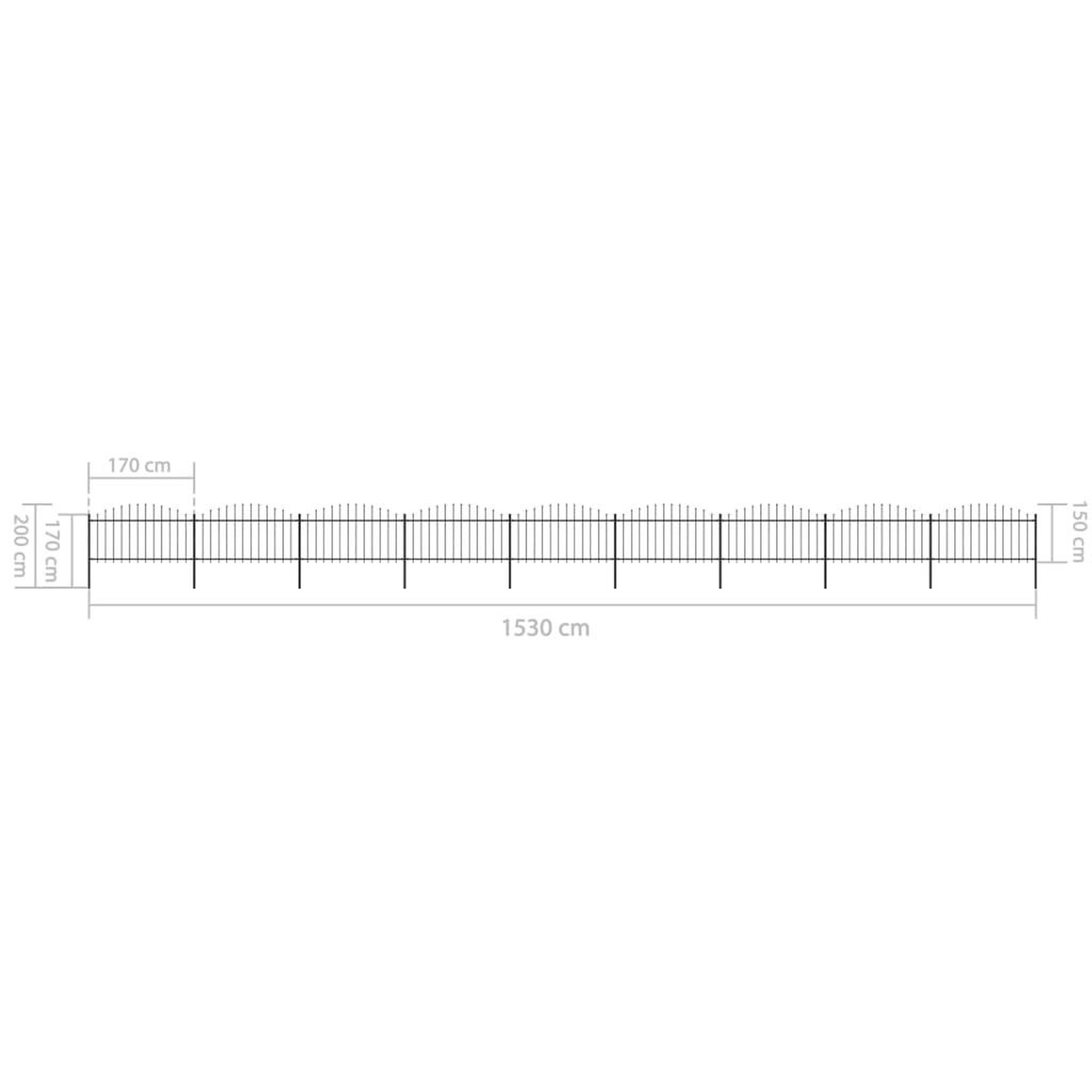 Voir la diapositive 5 : VIDAXL Cloture de jardin a dessus en lance Acier (1,25-1,5)x15,3m Noir
