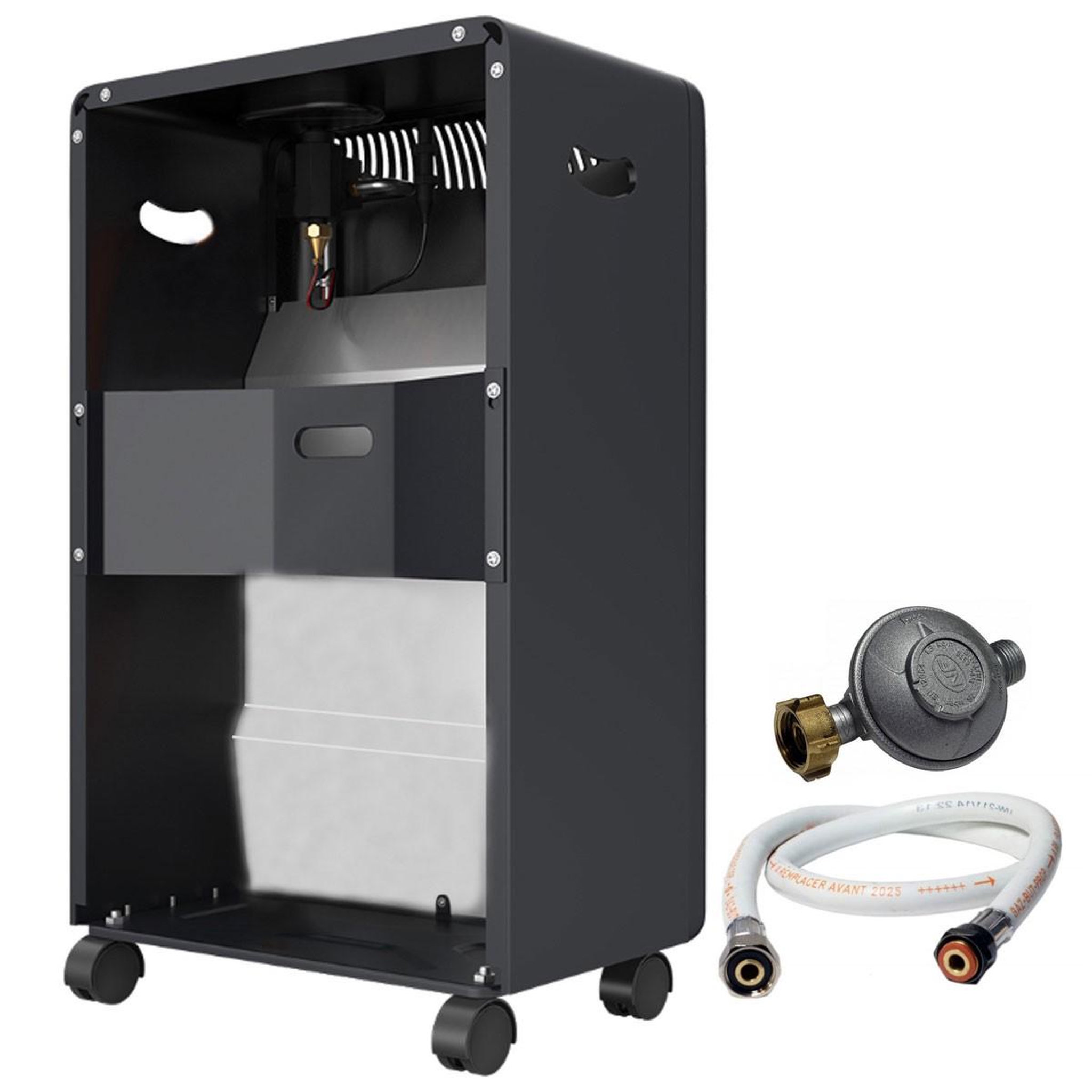 Voir la diapositive 2 : INTEC Poele à gaz 4200W 3 Niveaux de chauffe Allumage Piezo Grands volumes + Tuyau et détendeur butane INTEC