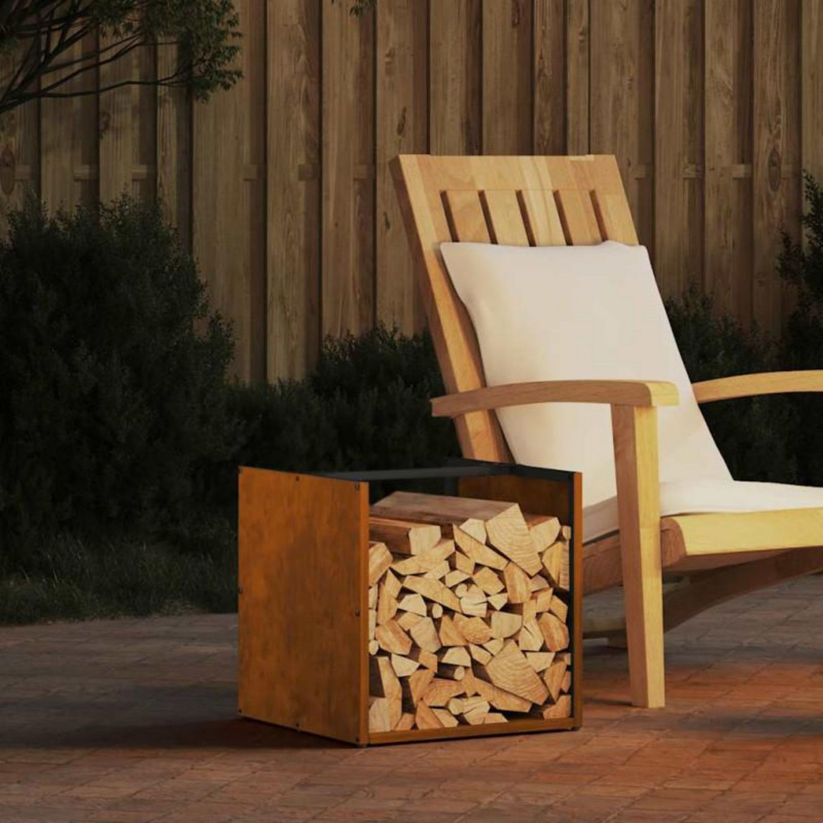 VIDAXL Étagère à bois 40x40x40 cm acier résistant aux intempéries