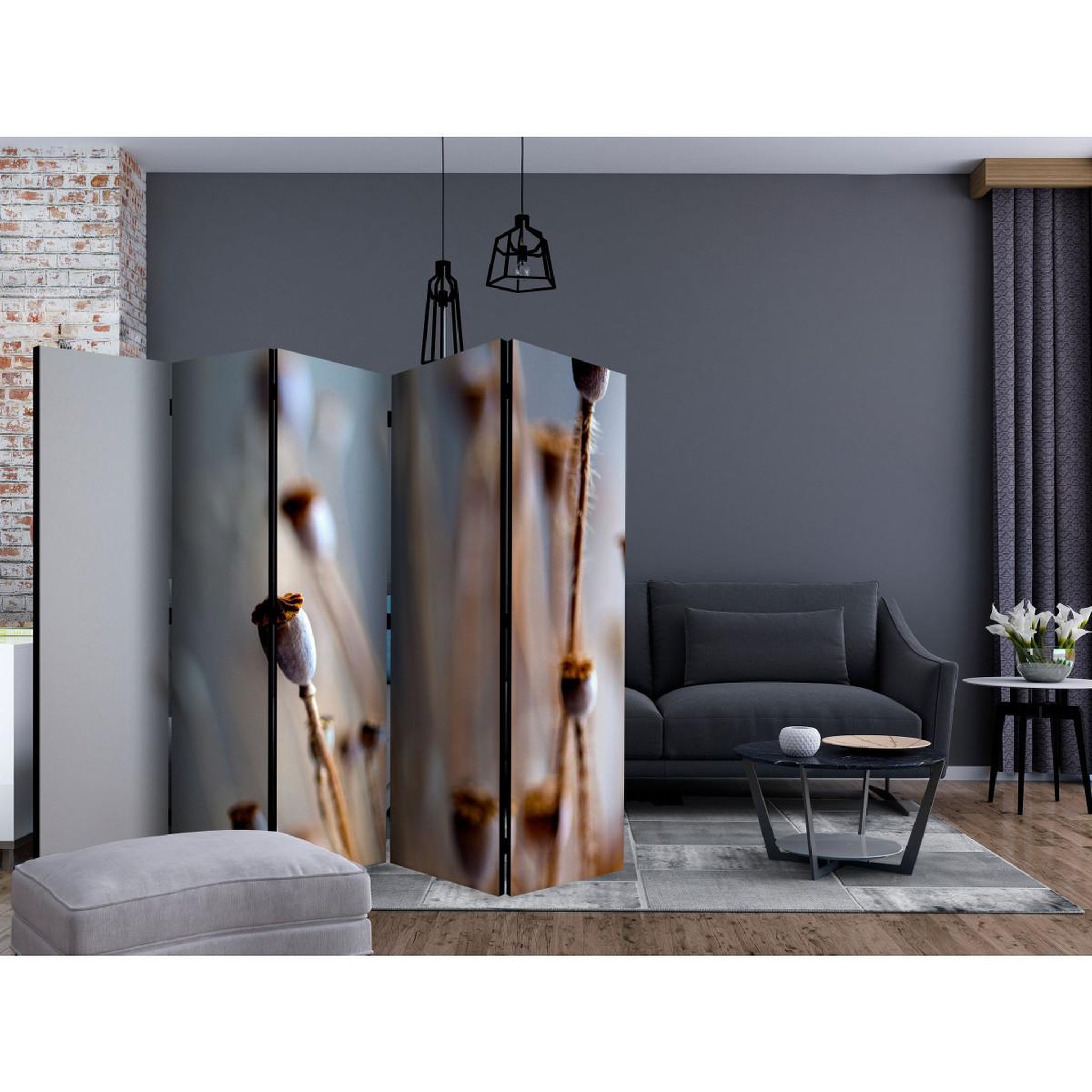Voir la diapositive 2 : Paris Prix Paravent 5 volets  poppy heads  172x225cm