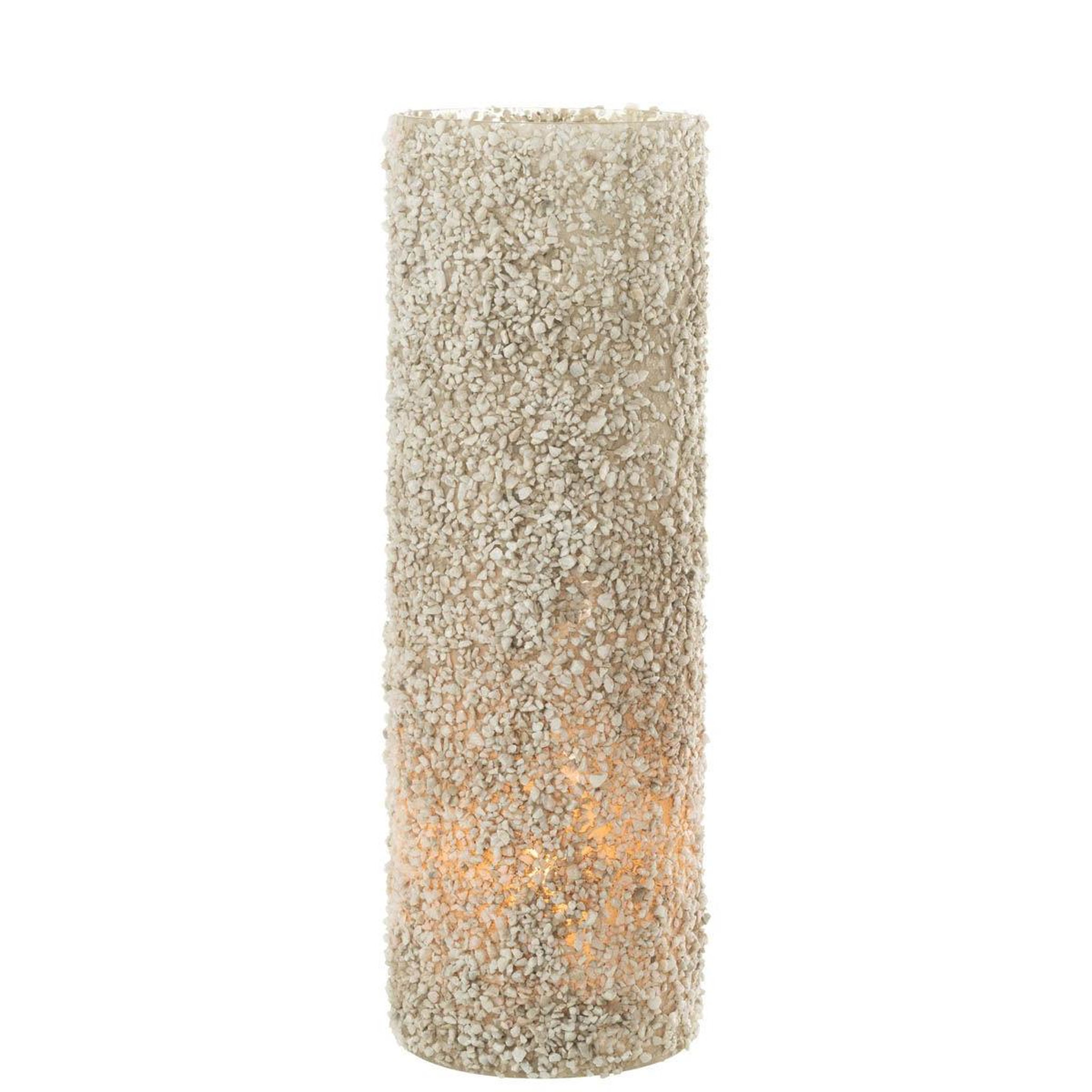 Voir la diapositive 2 : J-LINE Photophore déco en verre  rock  46cm blanc