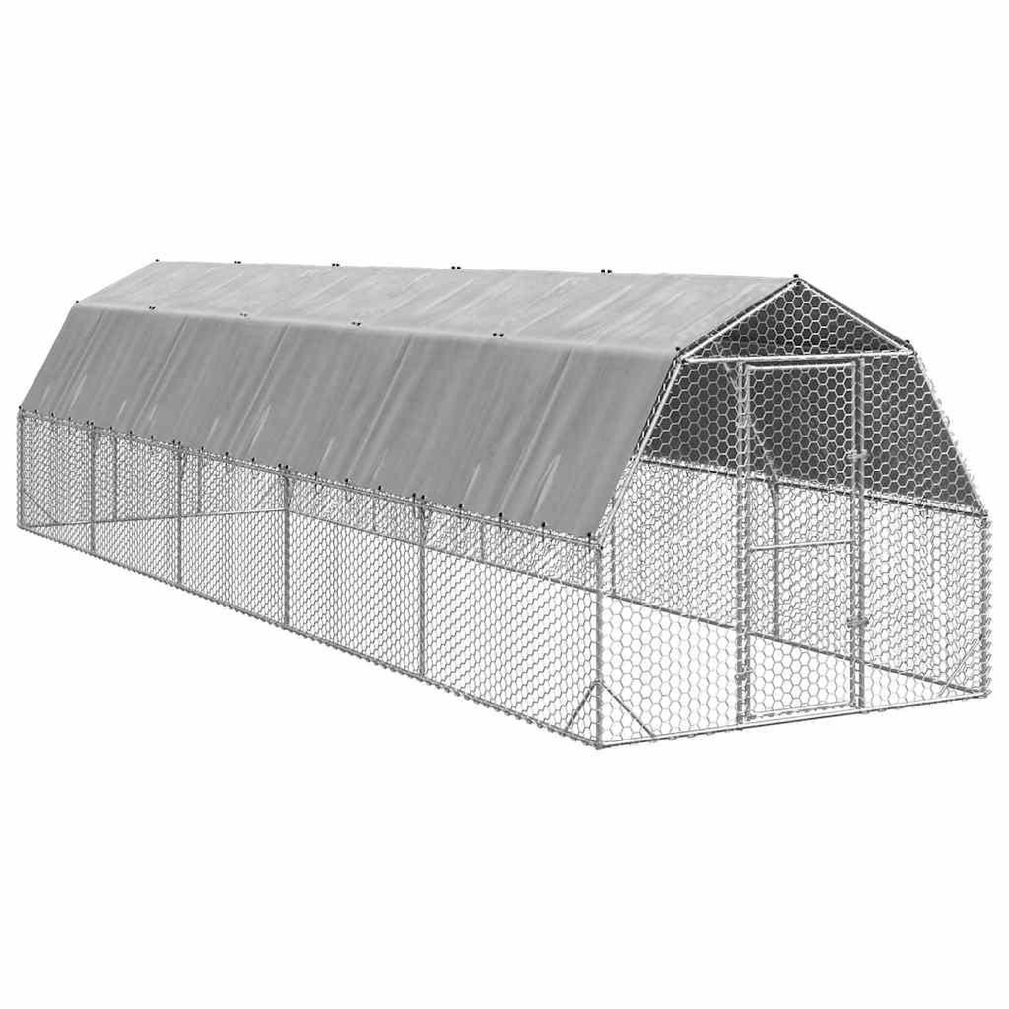 VIDAXL Poulailler avec toit 2,5x10x2,25 m acier galvanise