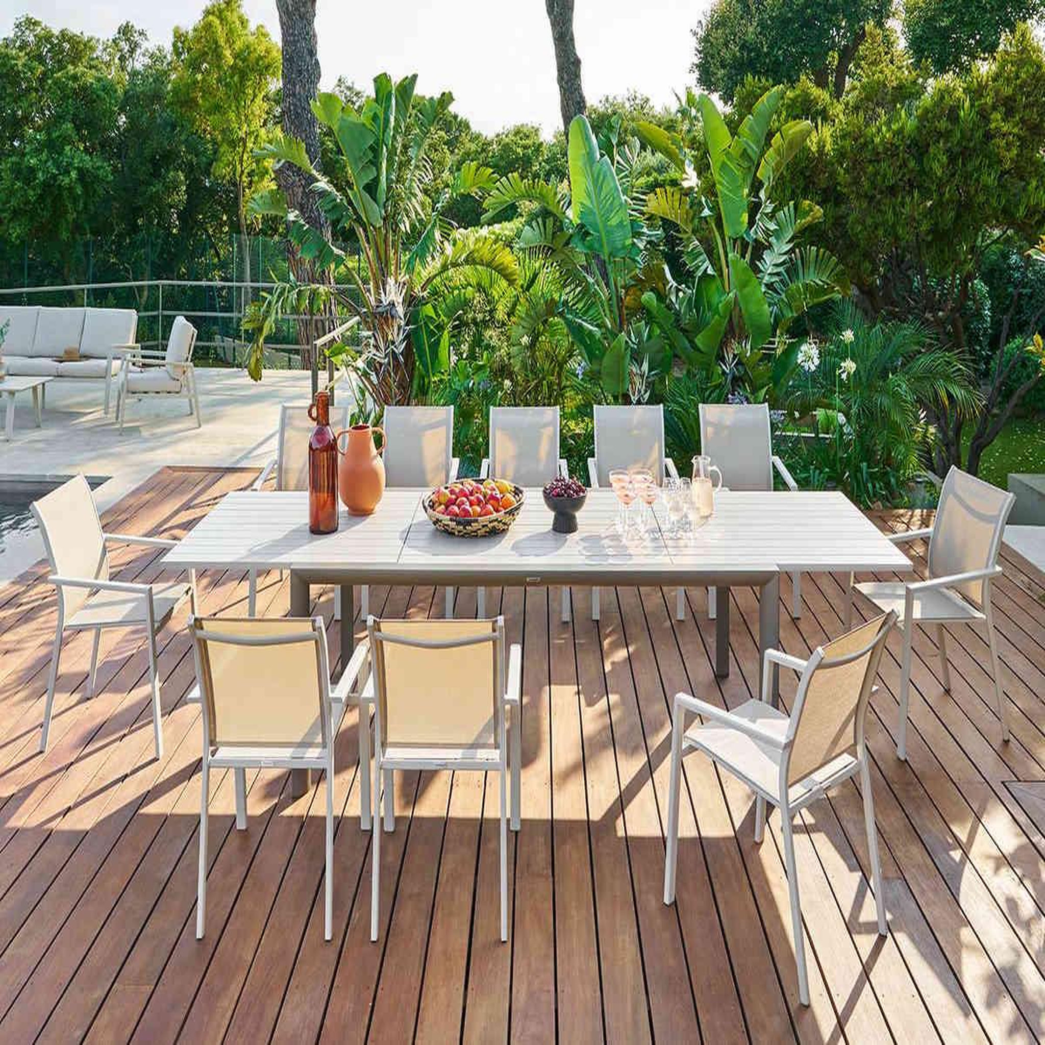 Voir la diapositive 4 : HESPERIDE Table de jardin rectangulaire extensible en aluminium luzane 12 places - hespéride