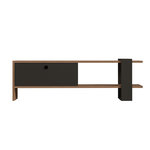 CONCEPT USINE Meuble TV asymétrique gris anthracite avec placard aspect bois 120cm OVA